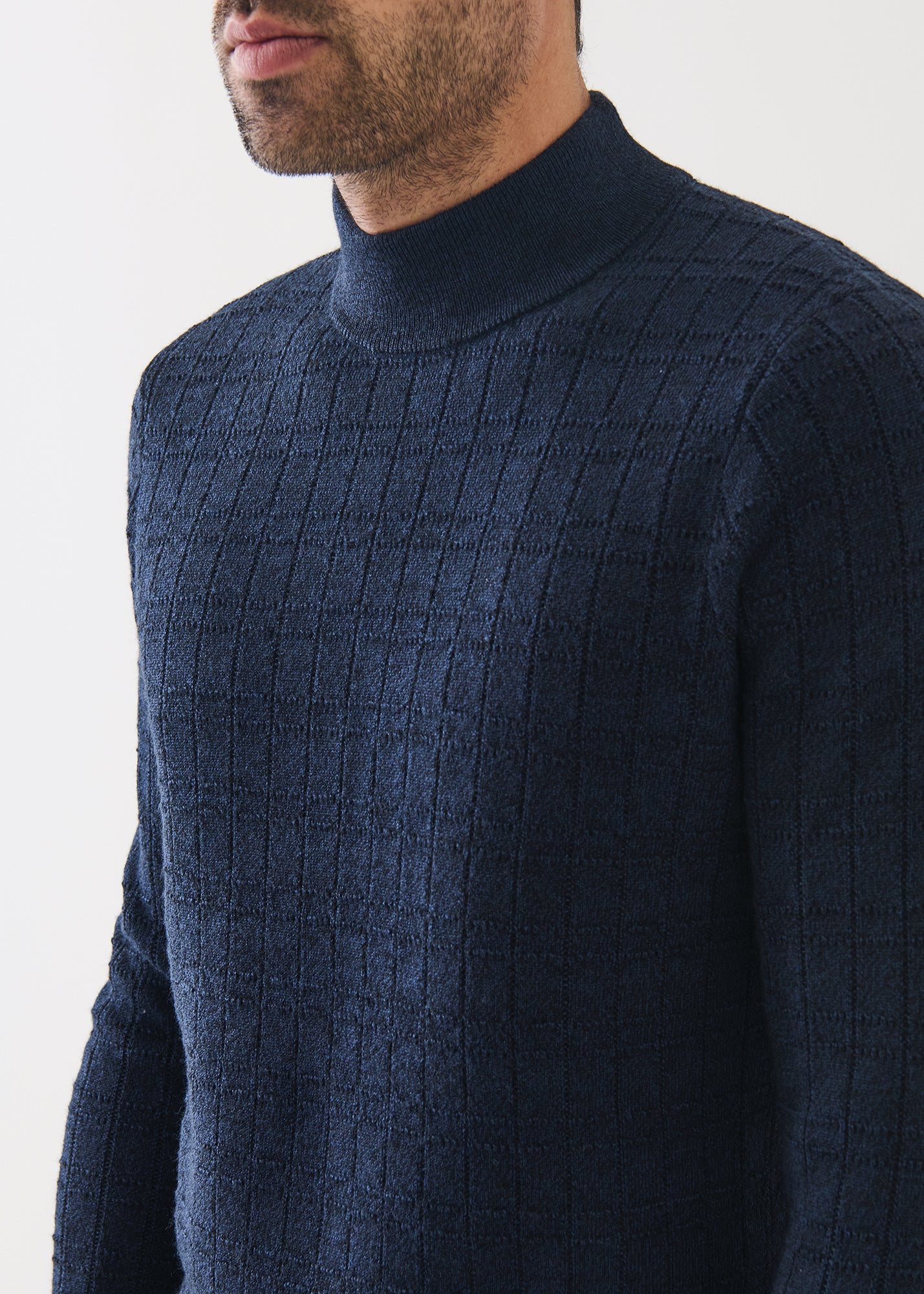Merino Textured Mock Neck Sweater