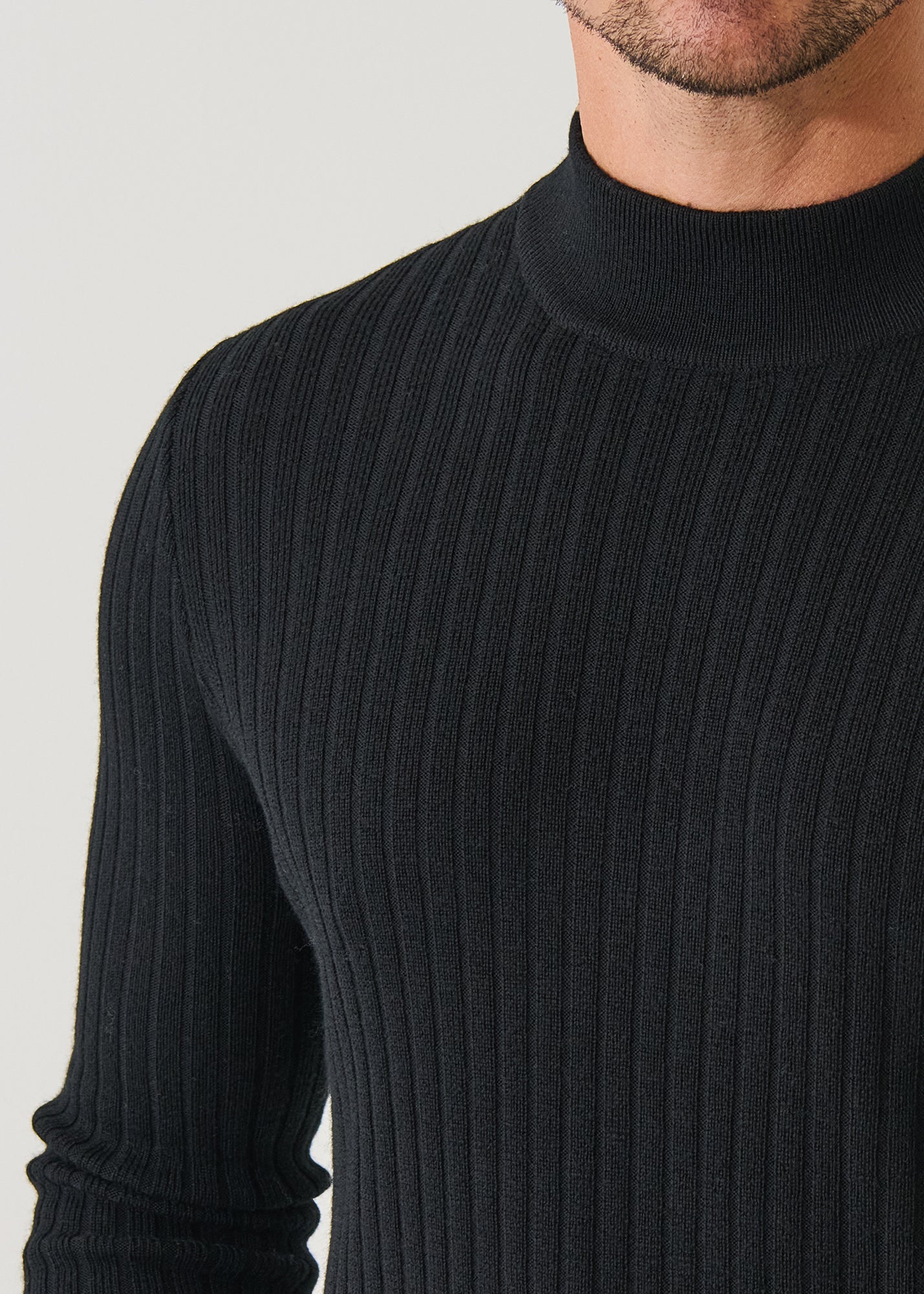 Merino Textured Mock Neck Sweater