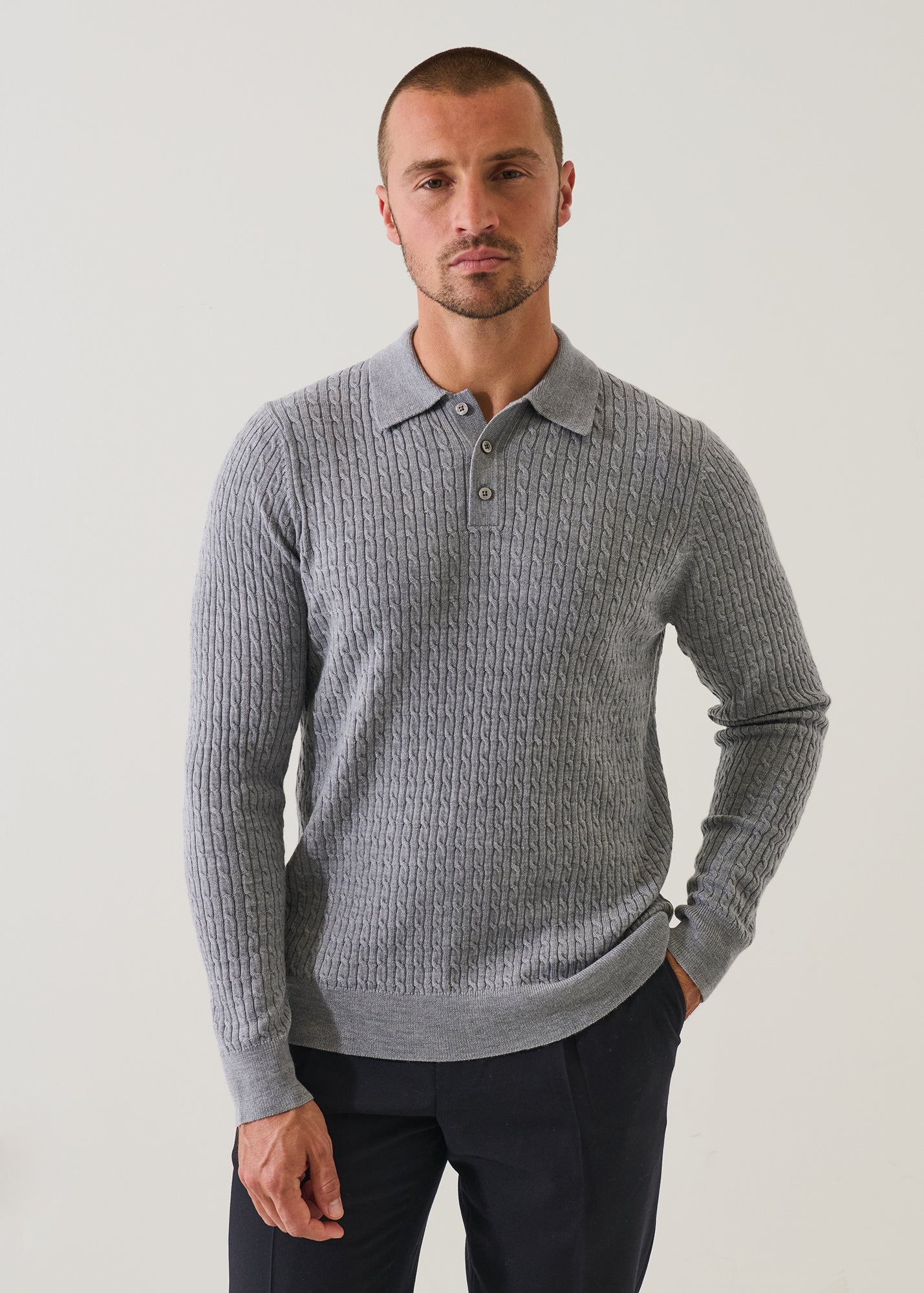Merino Baby Cable Button Polo