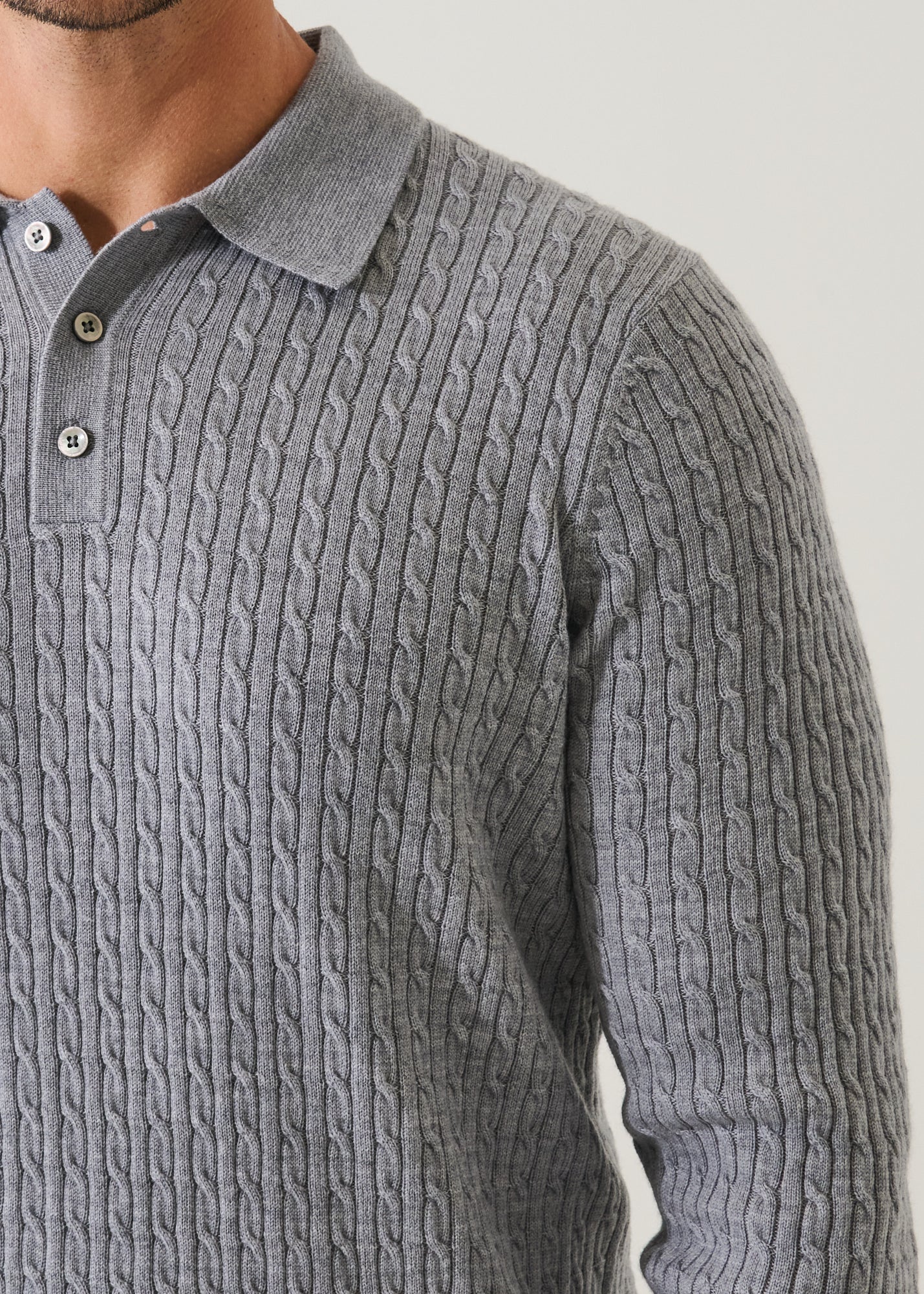 Merino Baby Cable Button Polo