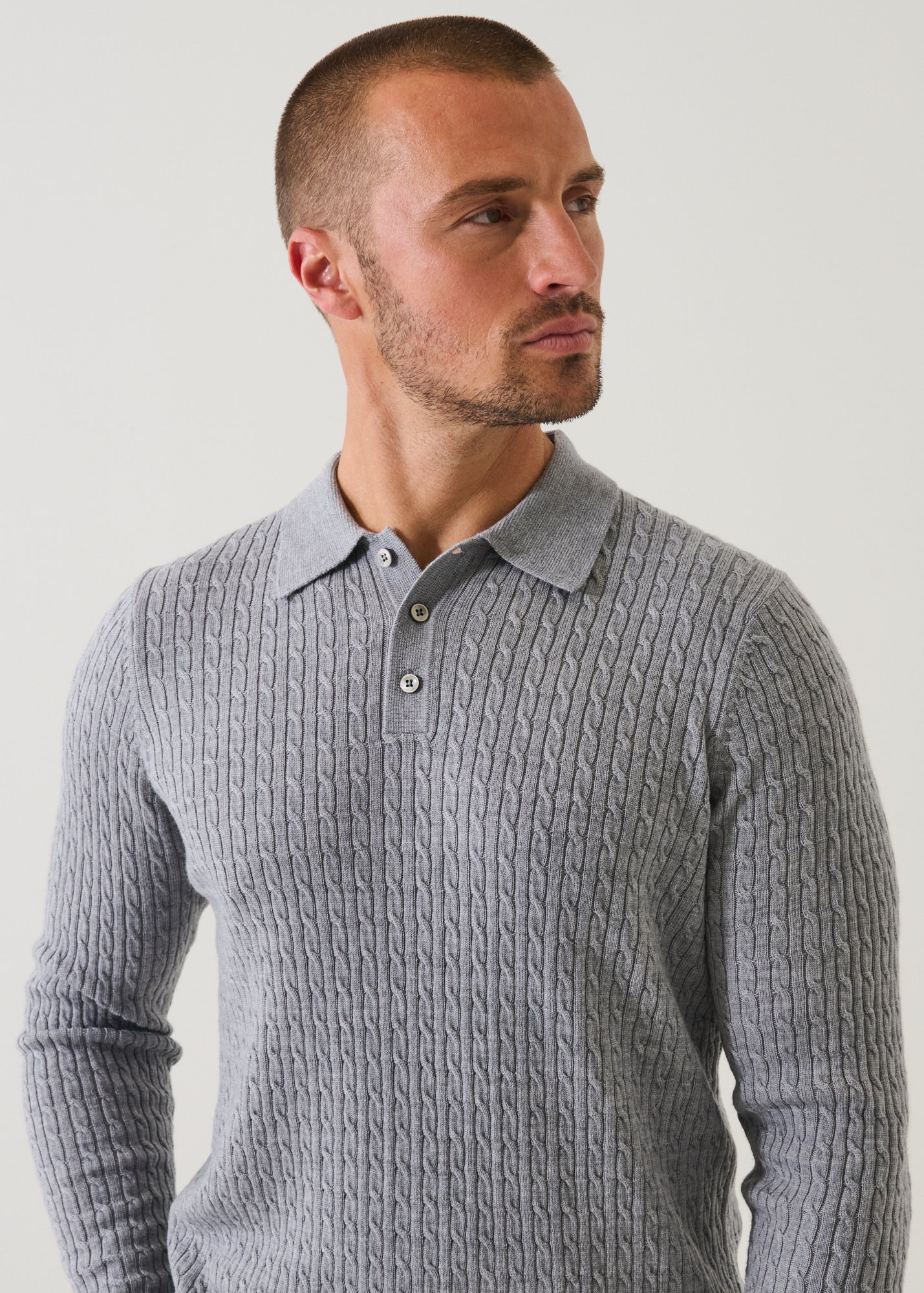 Merino Baby Cable Button Polo