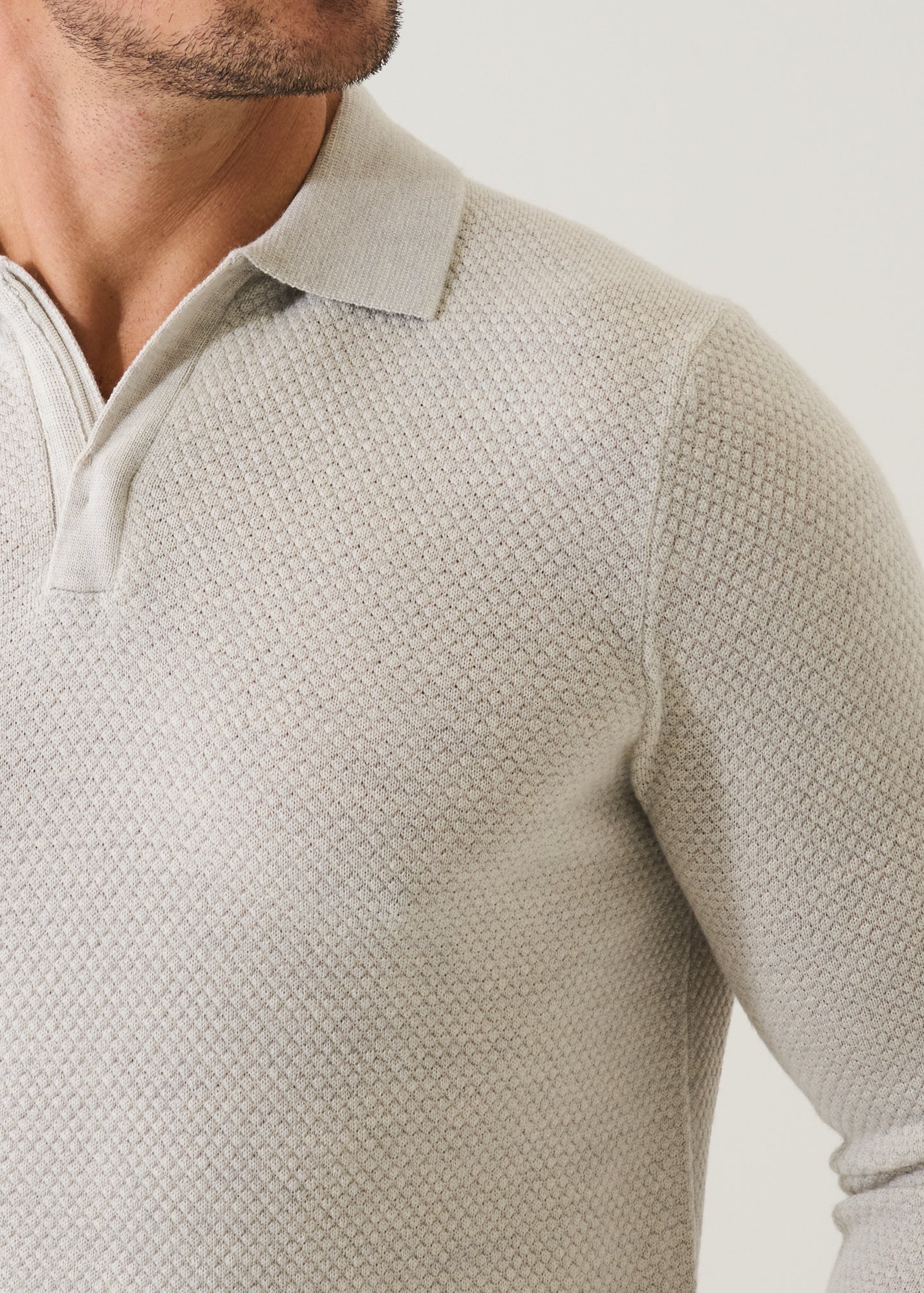 Merino Textured Zip Polo