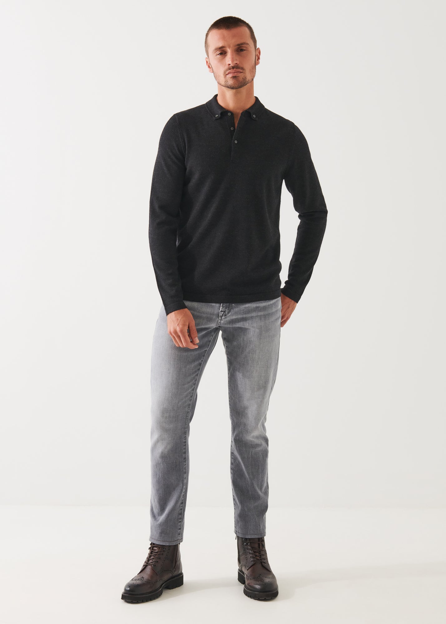 MERINO WOOL BUTTON DOWN POLO | PATRICK ASSARAF.
