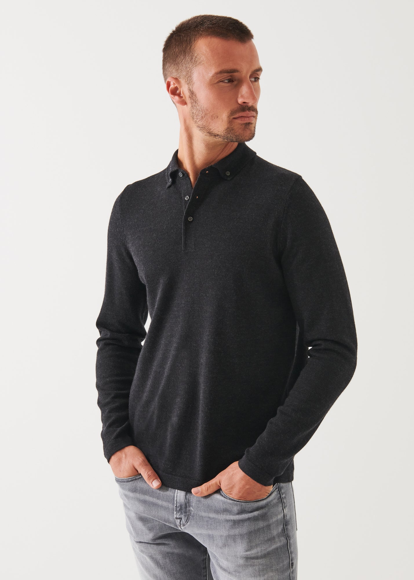 MERINO WOOL BUTTON DOWN POLO | PATRICK ASSARAF.