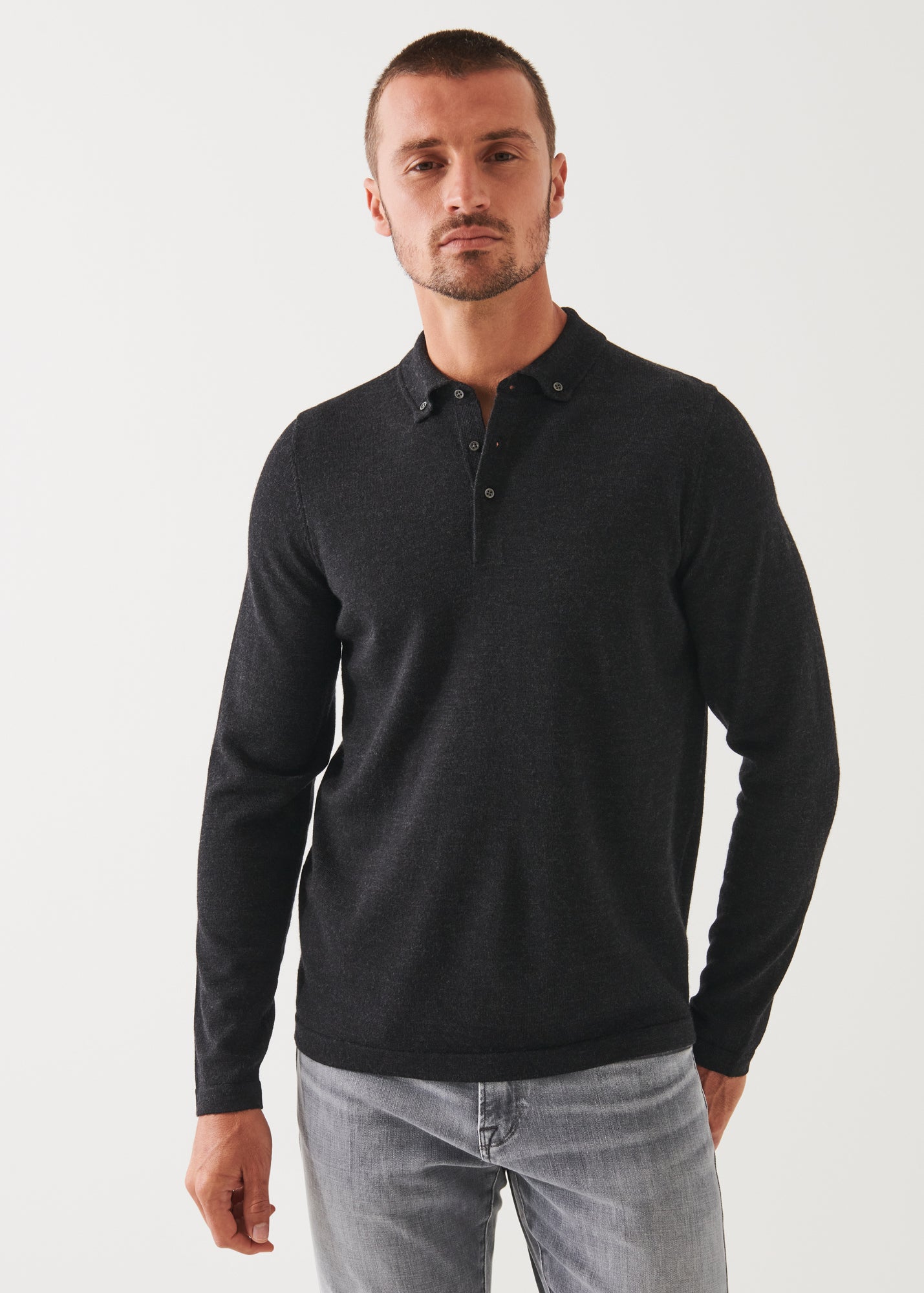 MERINO WOOL BUTTON DOWN POLO | PATRICK ASSARAF.