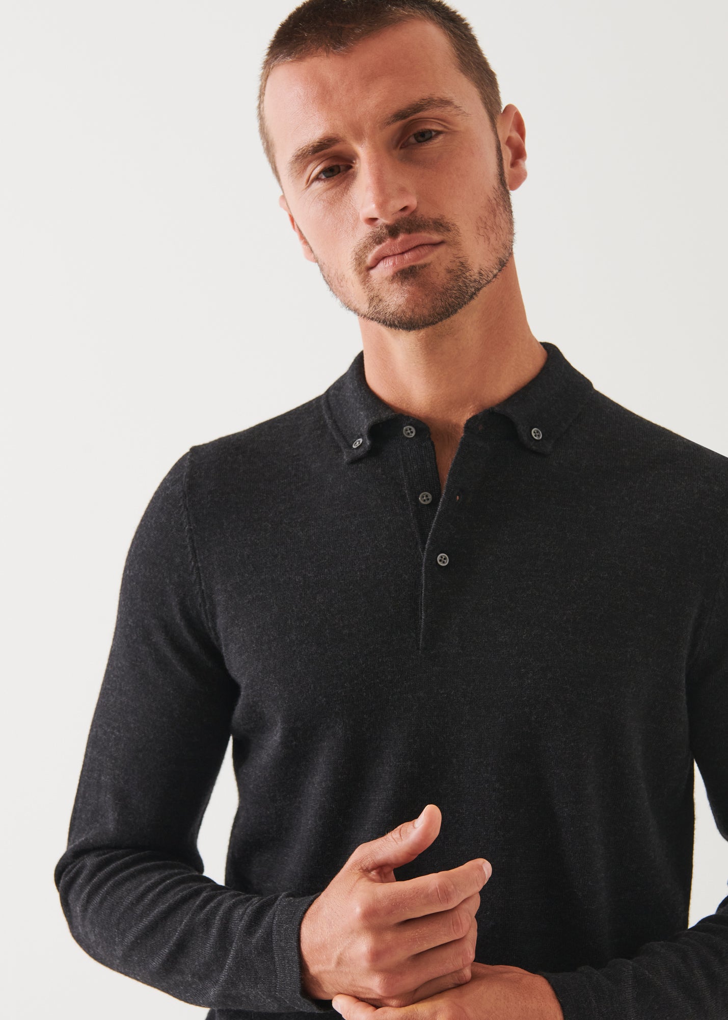 MERINO WOOL BUTTON DOWN POLO | PATRICK ASSARAF.