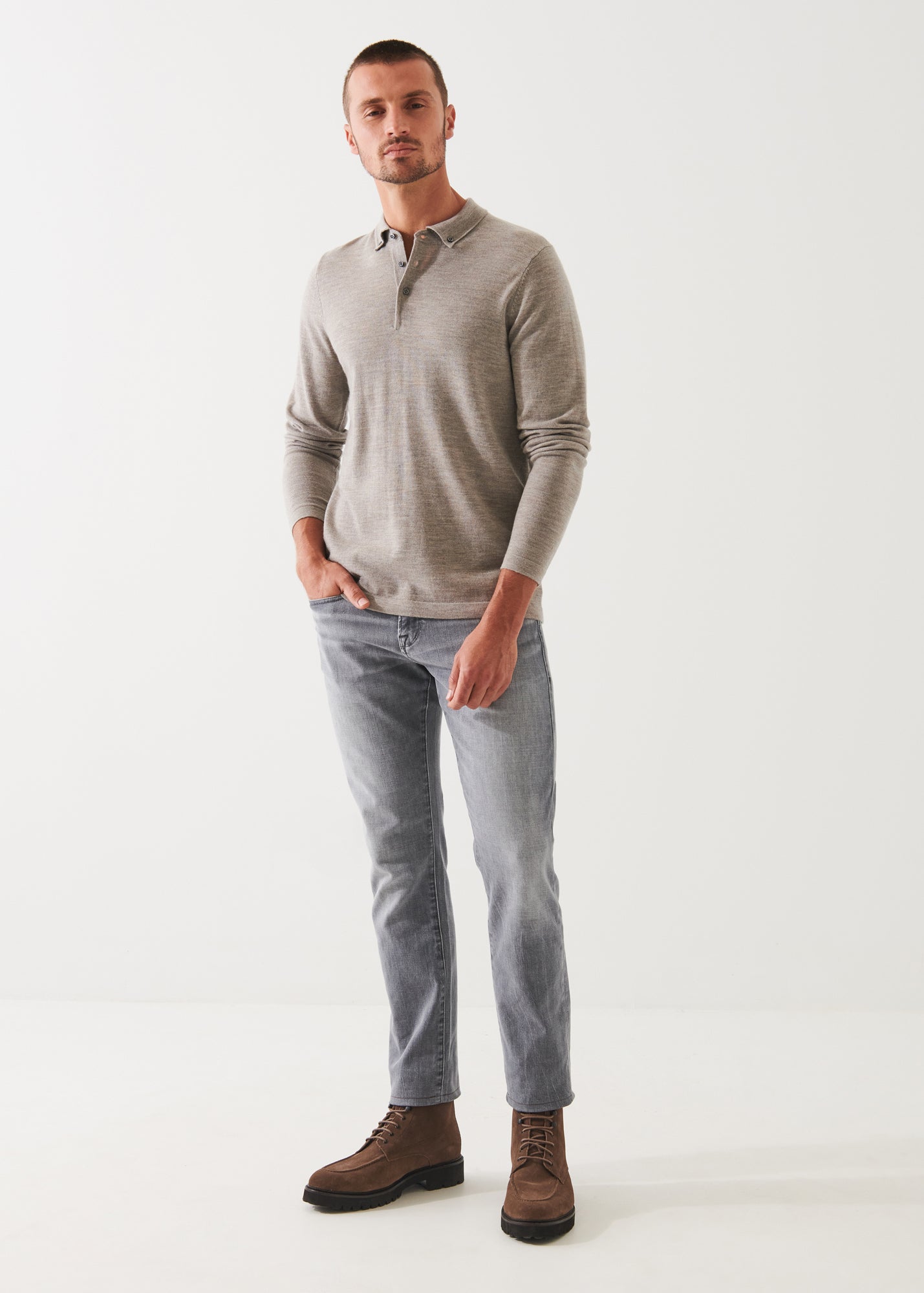 MERINO WOOL BUTTON DOWN POLO | PATRICK ASSARAF.