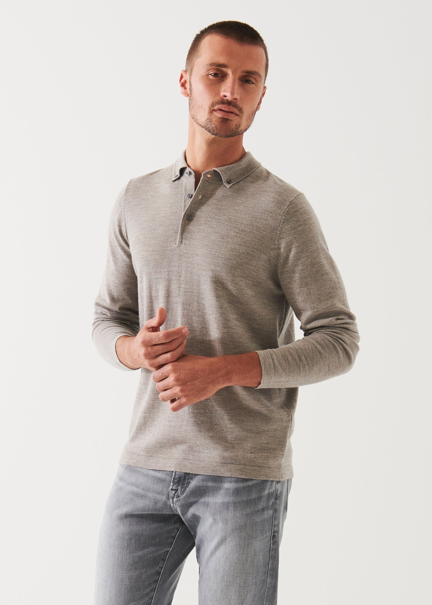 MERINO WOOL BUTTON DOWN POLO | PATRICK ASSARAF.