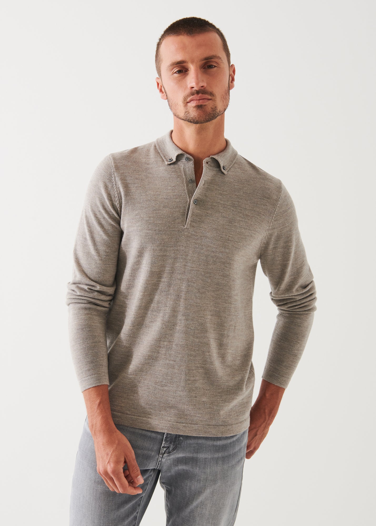 MERINO WOOL BUTTON DOWN POLO | PATRICK ASSARAF.