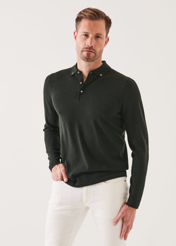 MERINO WOOL BUTTON DOWN POLO | PATRICK ASSARAF.