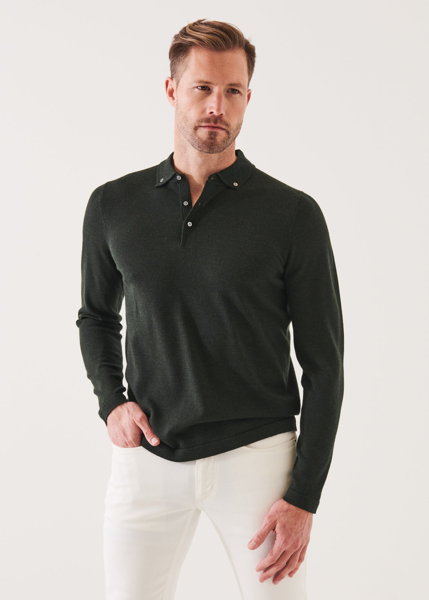 MERINO WOOL BUTTON DOWN POLO | PATRICK ASSARAF.