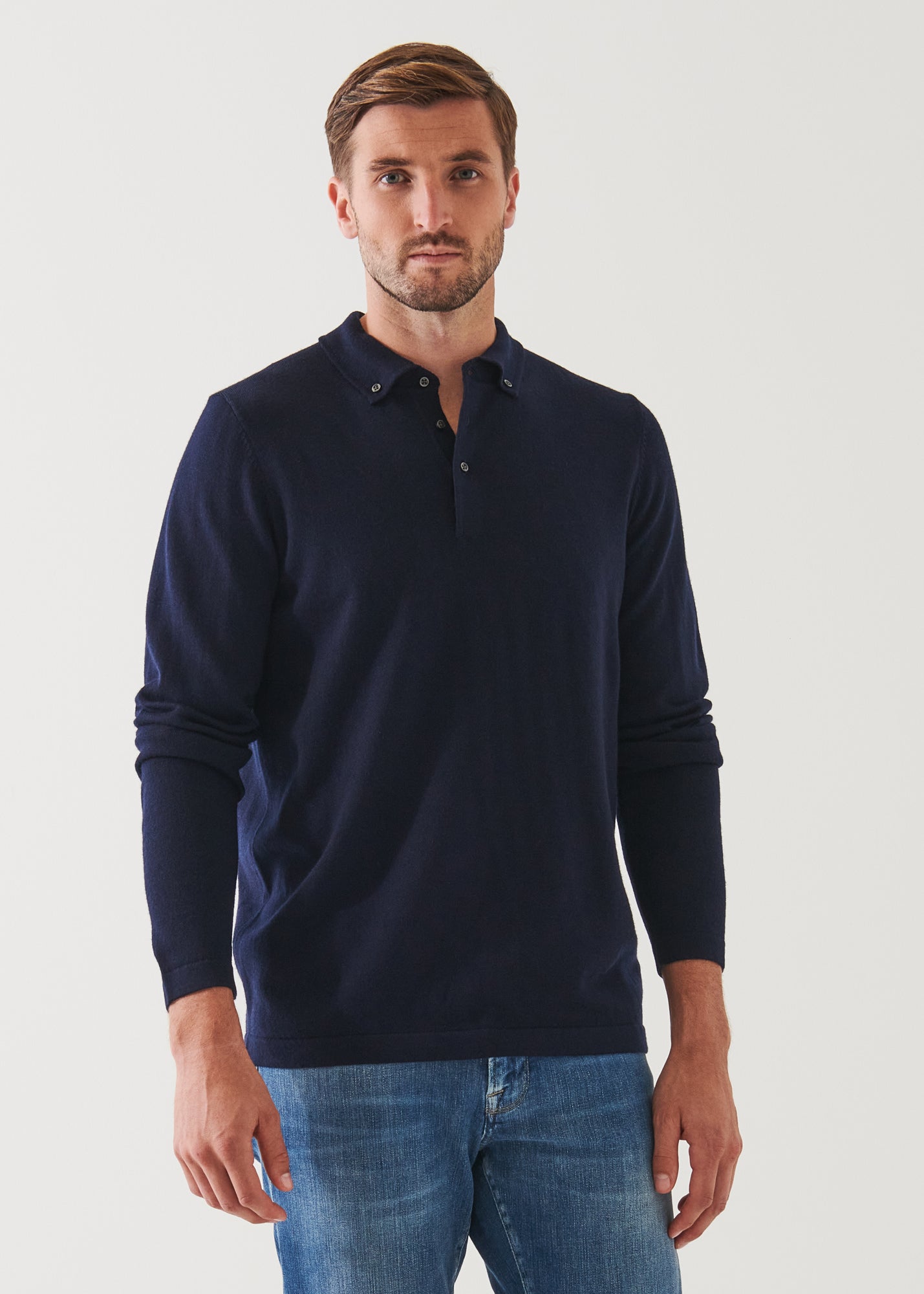 MERINO WOOL BUTTON DOWN POLO | PATRICK ASSARAF.