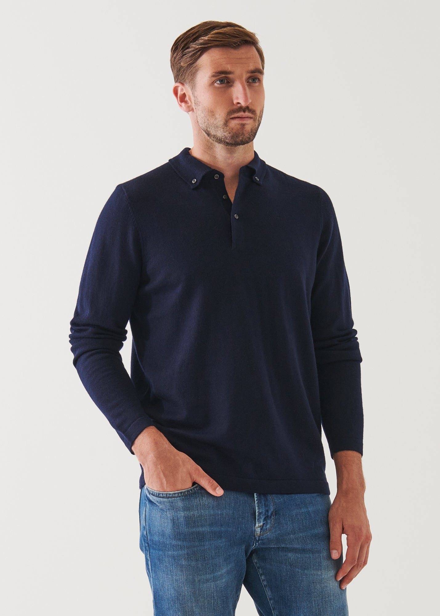 MERINO WOOL BUTTON DOWN POLO | PATRICK ASSARAF.