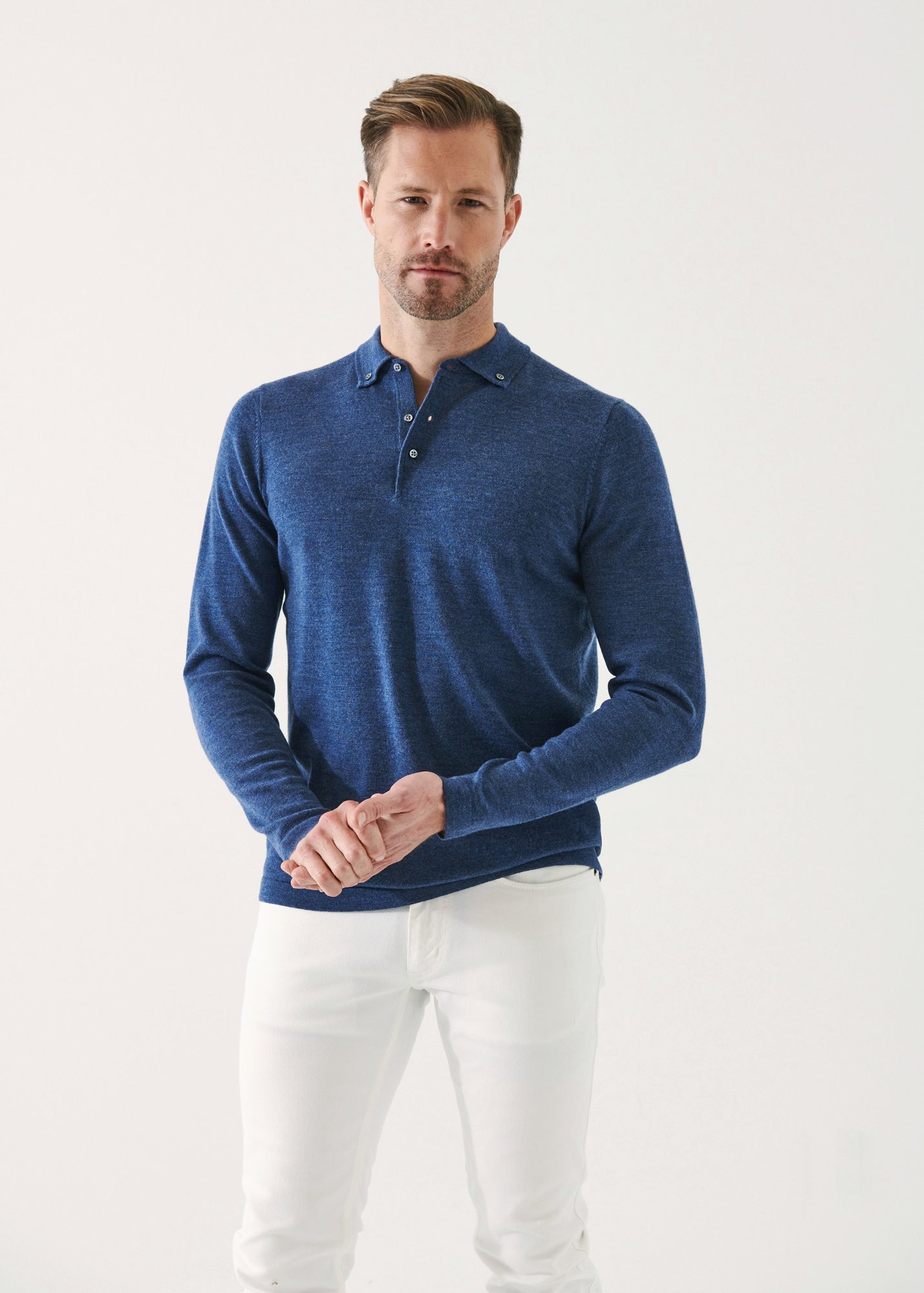 MERINO WOOL BUTTON DOWN POLO | PATRICK ASSARAF.