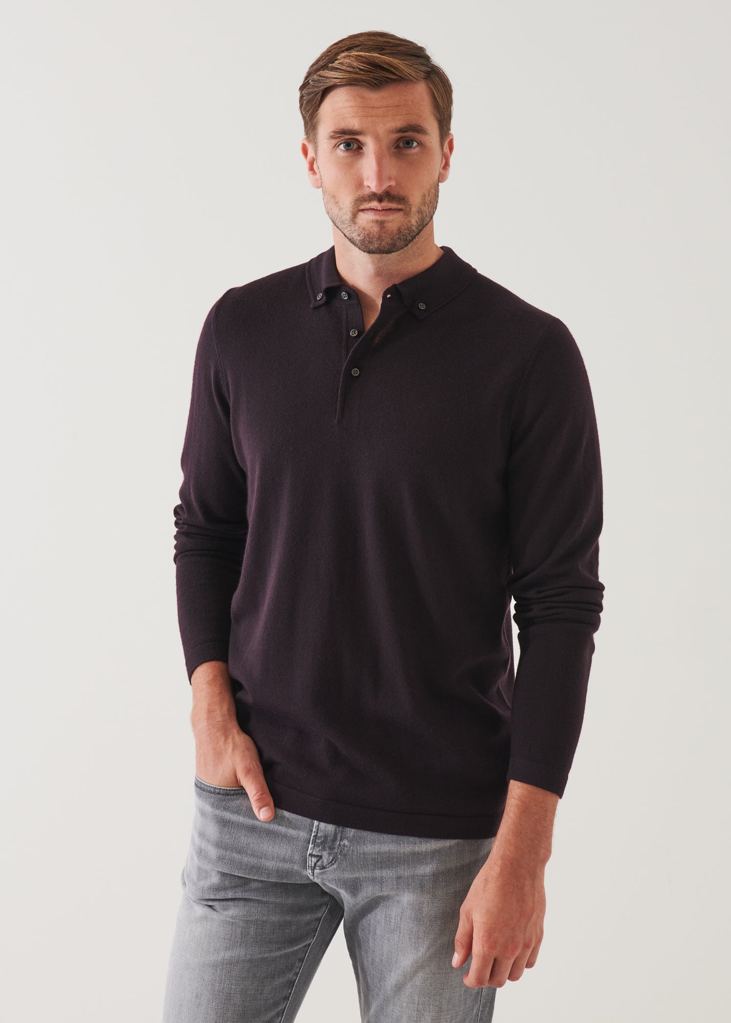 MERINO WOOL BUTTON DOWN POLO | PATRICK ASSARAF.