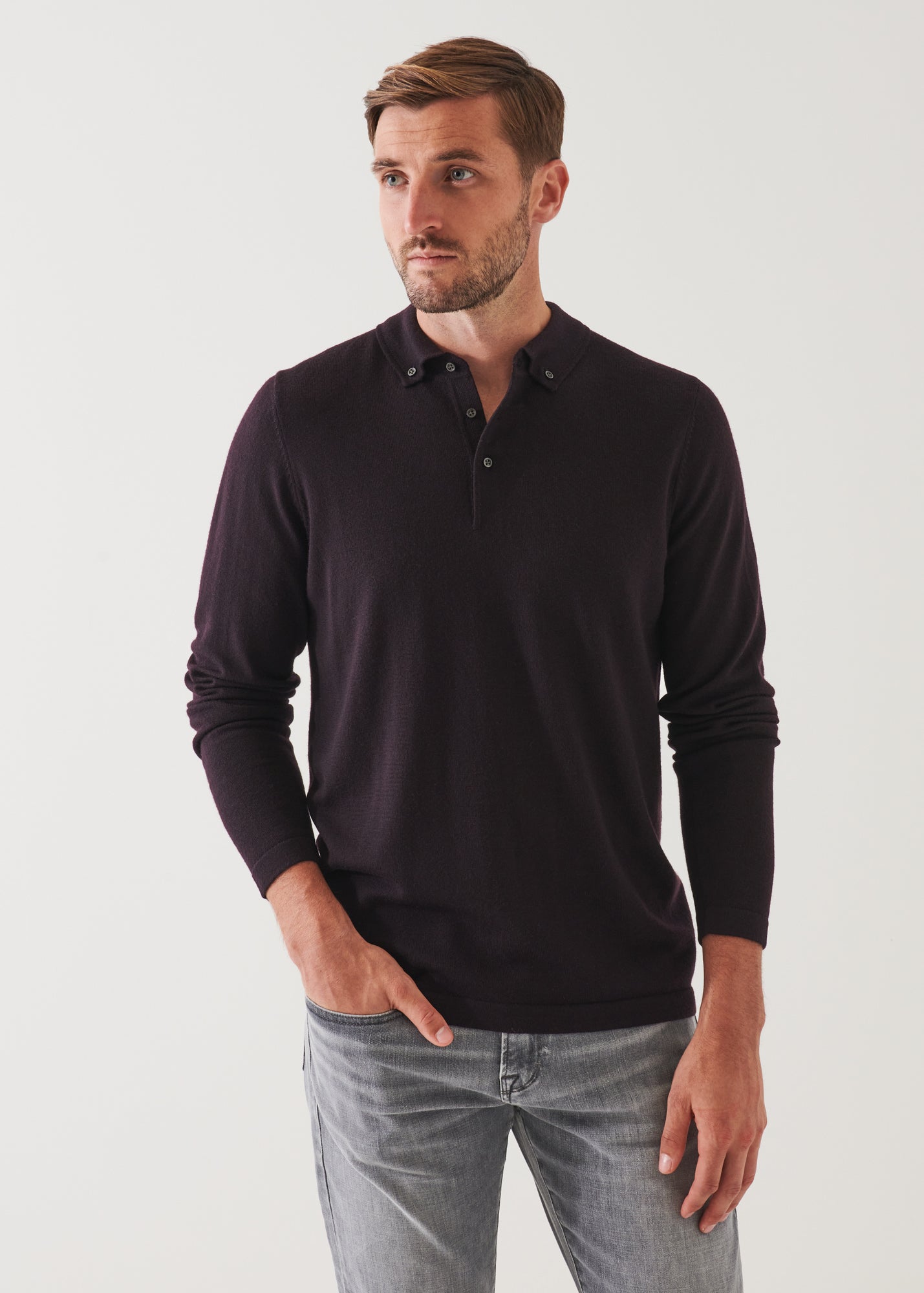 MERINO WOOL BUTTON DOWN POLO | PATRICK ASSARAF.