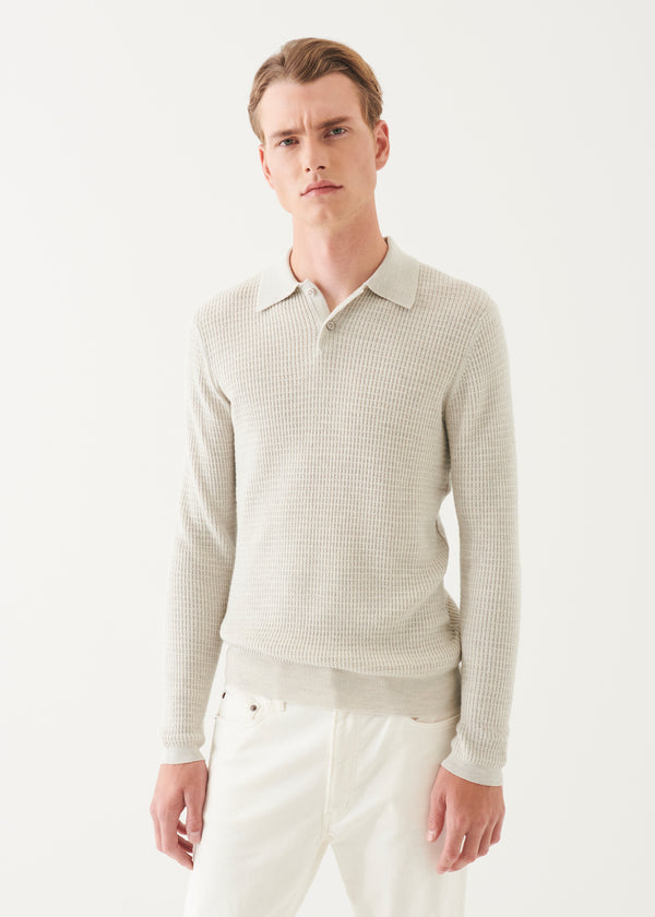 MERINO WAFFLE KNIT POLO