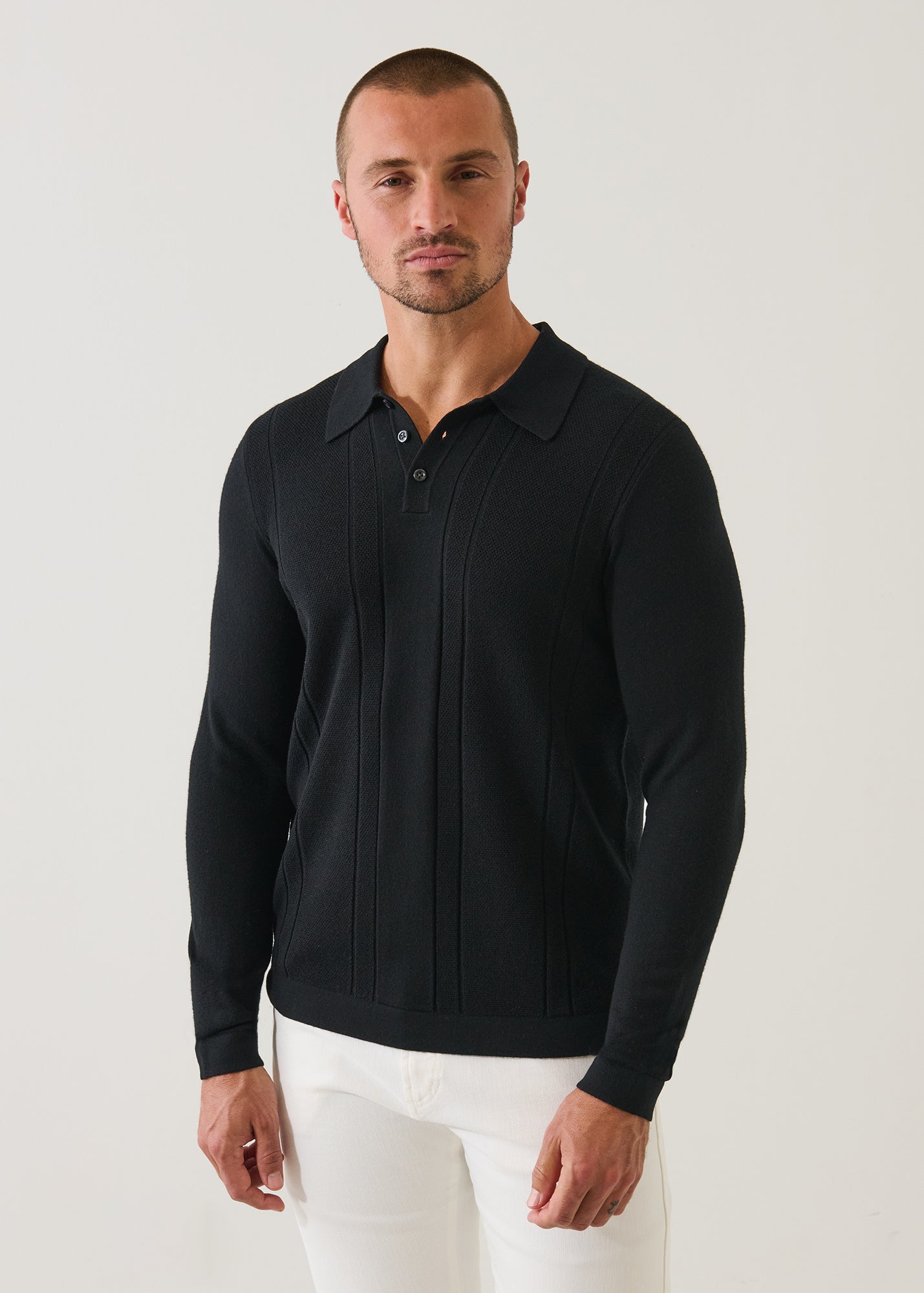 Merino Textured Button Polo