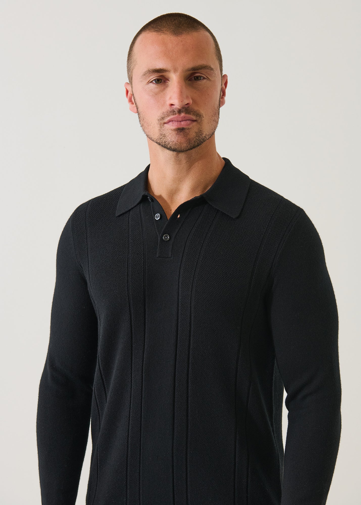 Merino Textured Button Polo
