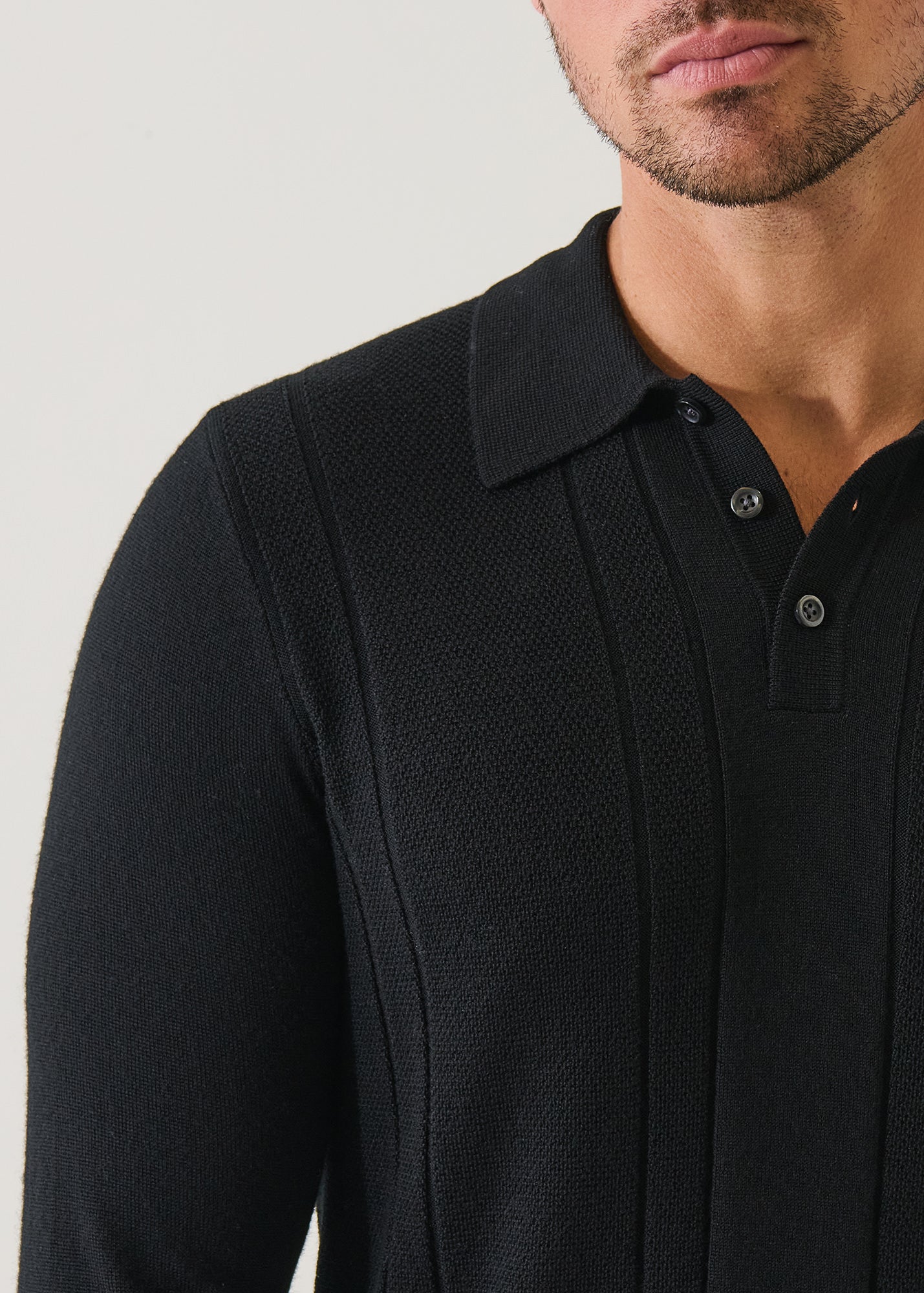 Merino Textured Button Polo
