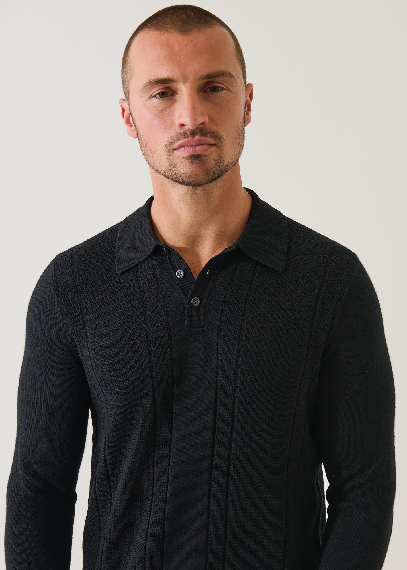 Merino Textured Button Polo