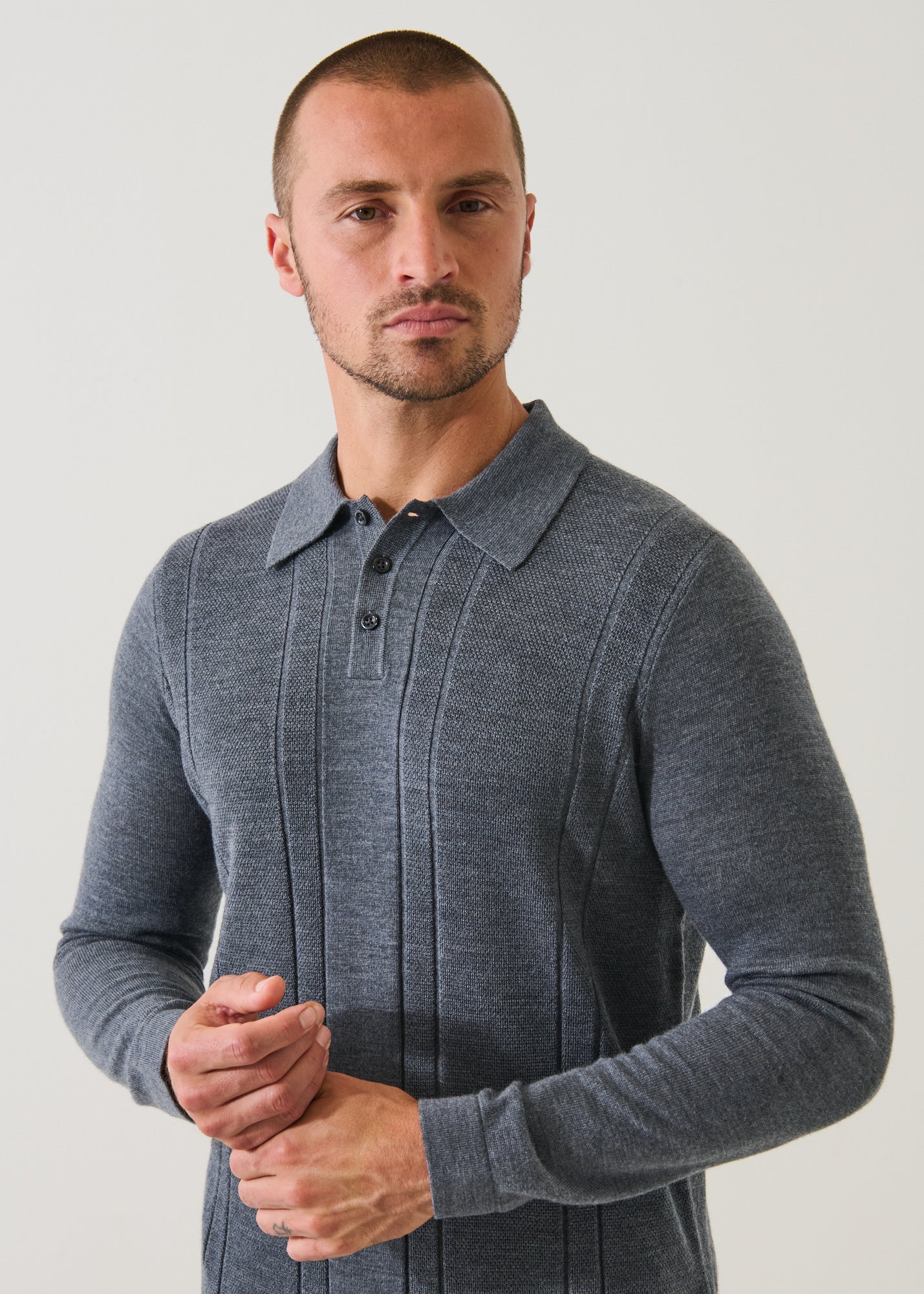 Merino Textured Button Polo