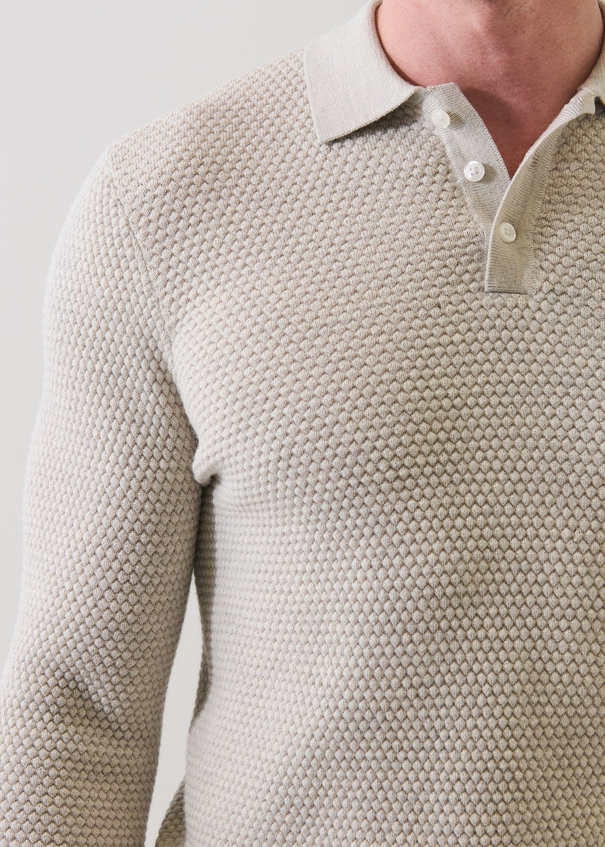 Extra-Fine Merino Wool Bubble Stitch Polo - PATRICK ASSARAF