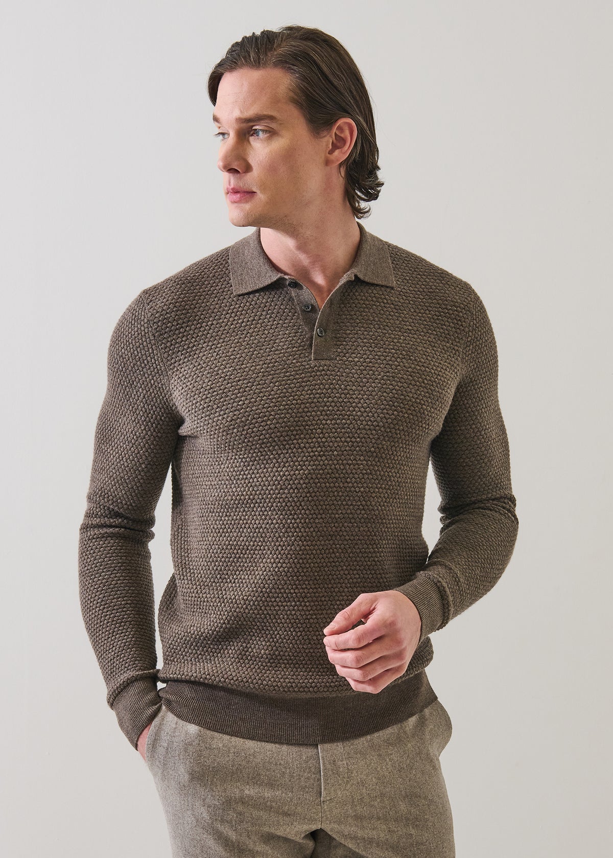 Extra-Fine Merino Wool Bubble Stitch Polo - PATRICK ASSARAF