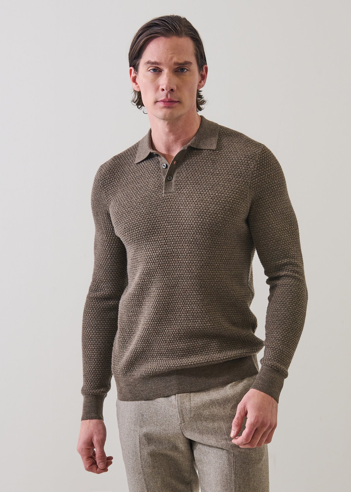 Extra-Fine Merino Wool Bubble Stitch Polo - PATRICK ASSARAF