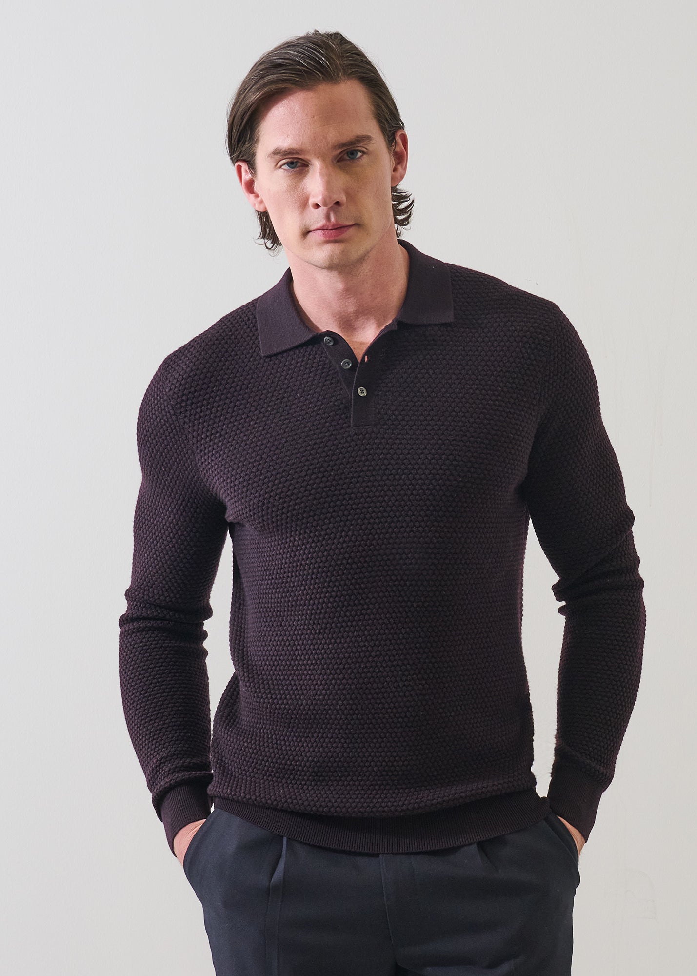 Extra-Fine Merino Wool Bubble Stitch Polo - PATRICK ASSARAF