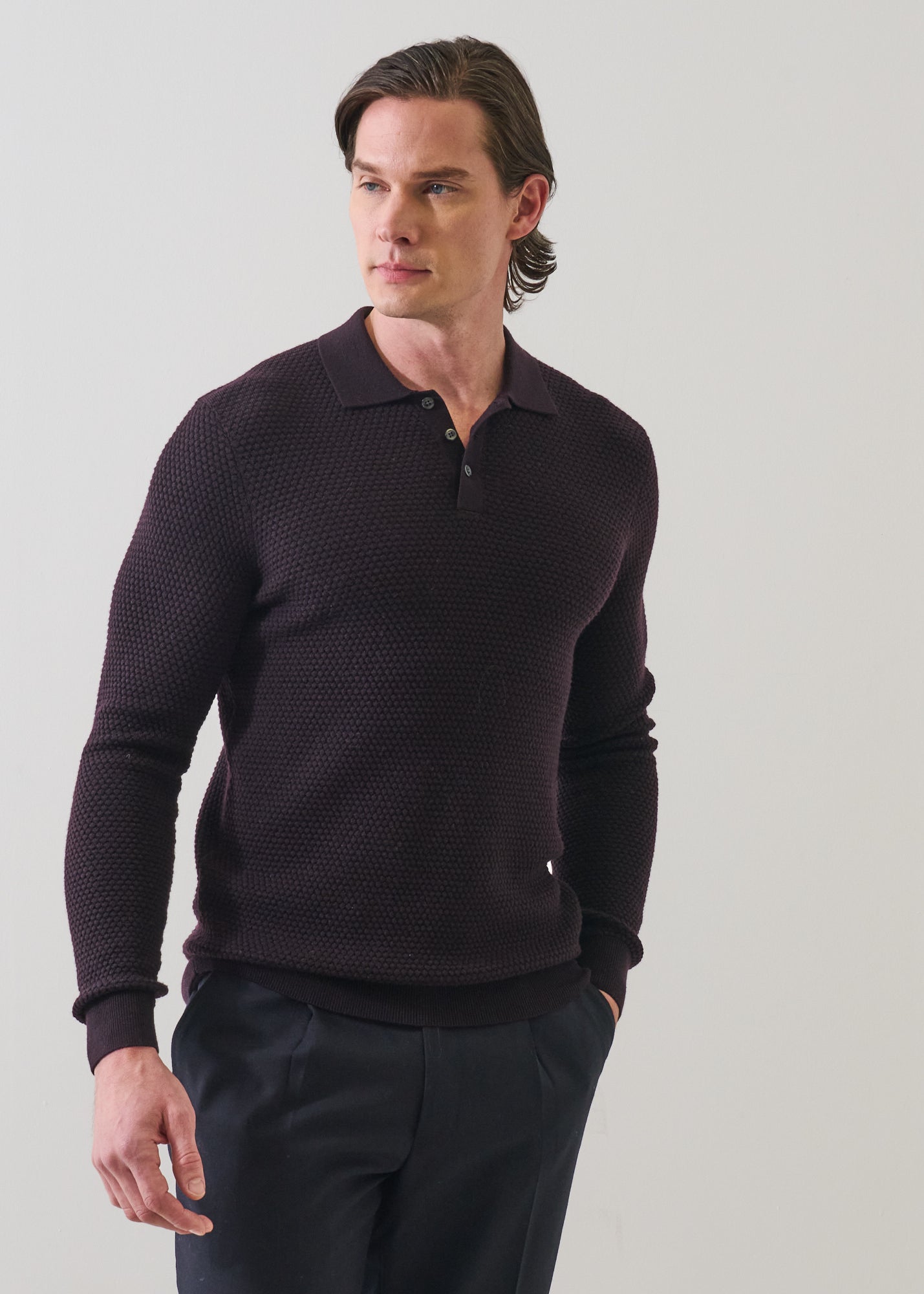 Extra-Fine Merino Wool Bubble Stitch Polo - PATRICK ASSARAF