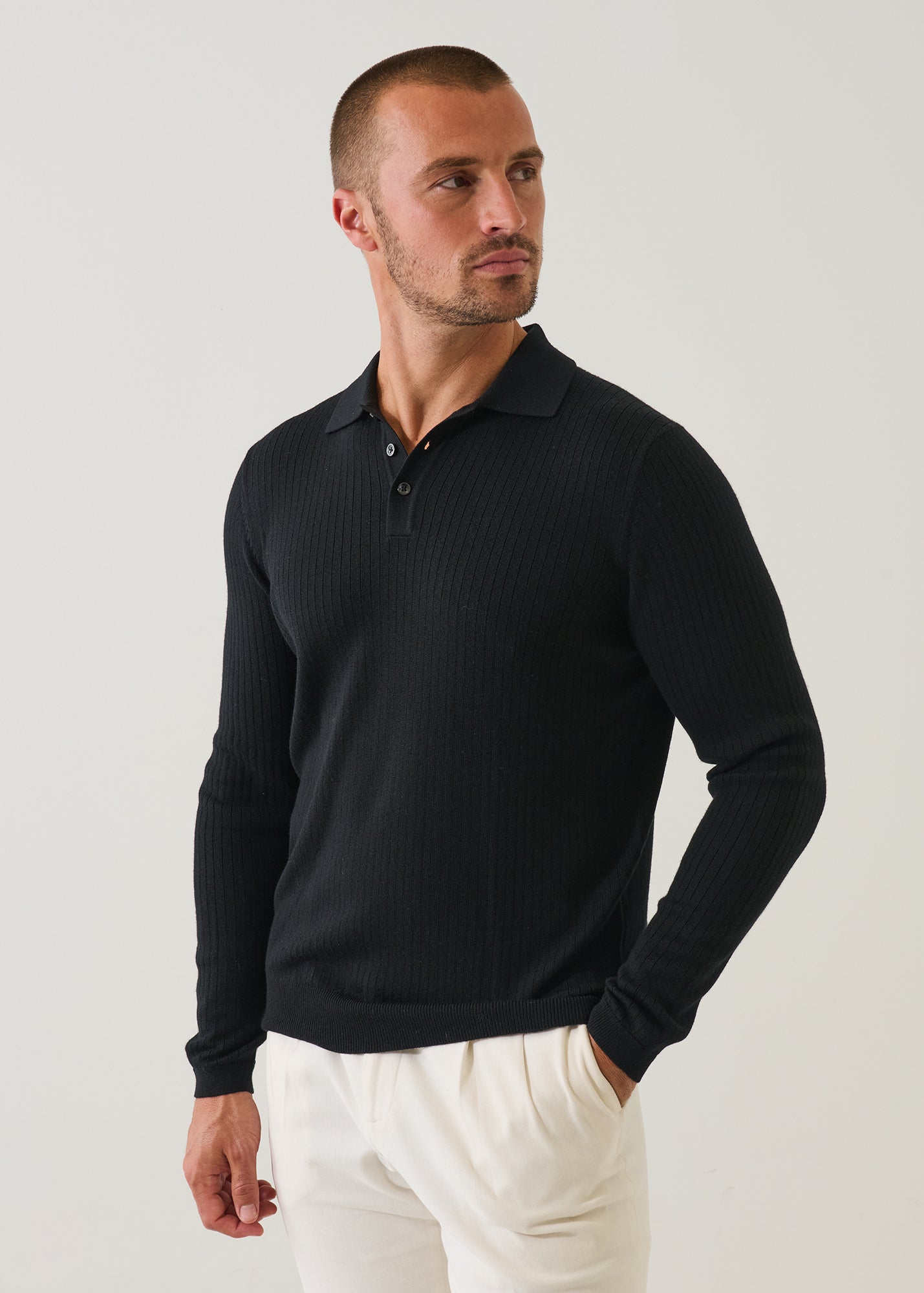 Drop Needle Merino Button Polo