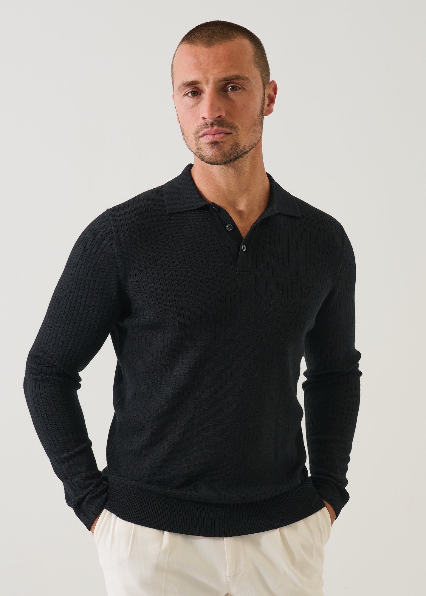 Drop Needle Merino Button Polo