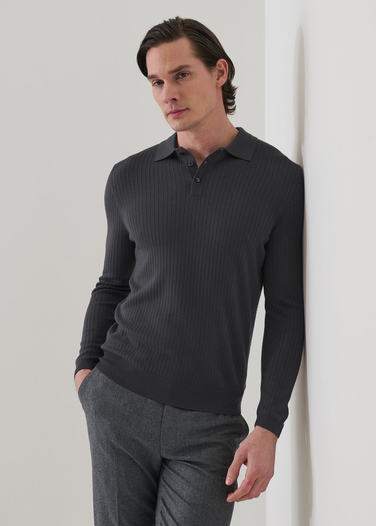 Drop Needle Merino Button Polo - PATRICK ASSARAF