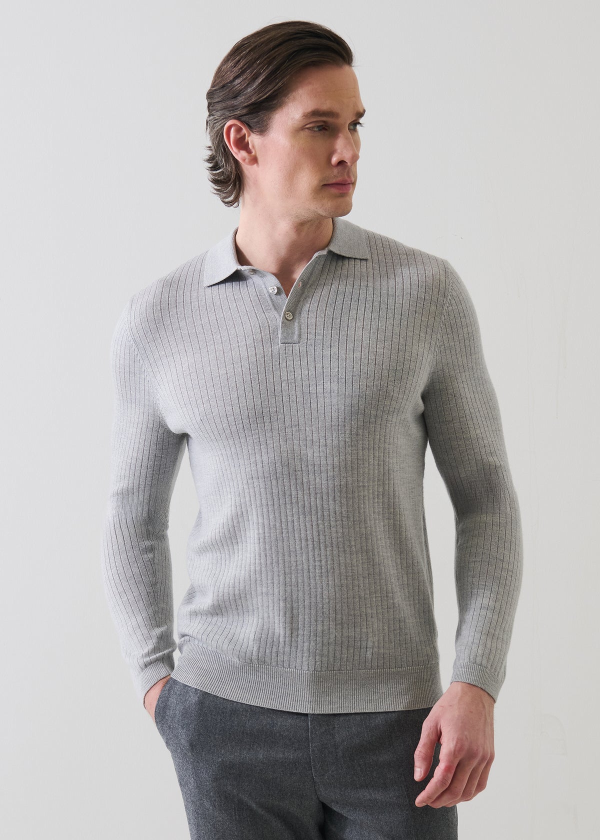 Drop Needle Merino Button Polo - PATRICK ASSARAF