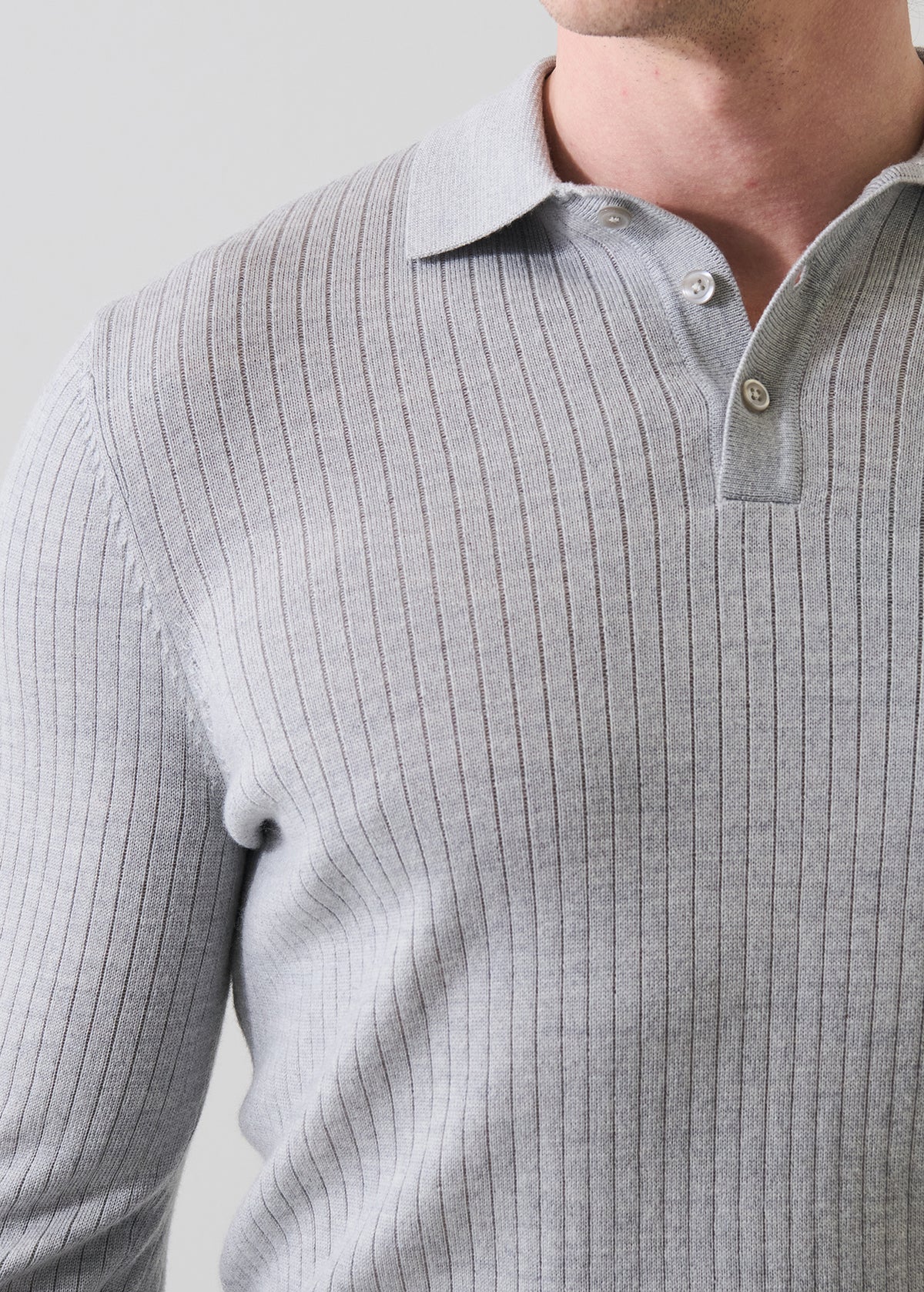 Drop Needle Merino Button Polo - PATRICK ASSARAF