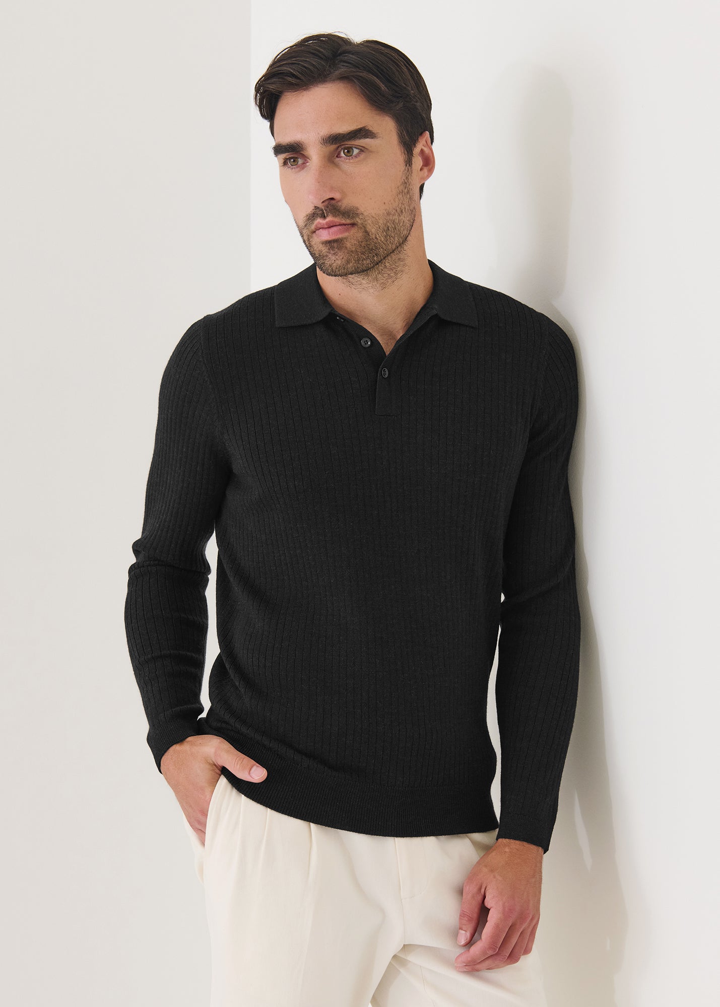 Merino Wide Ribbed Polo