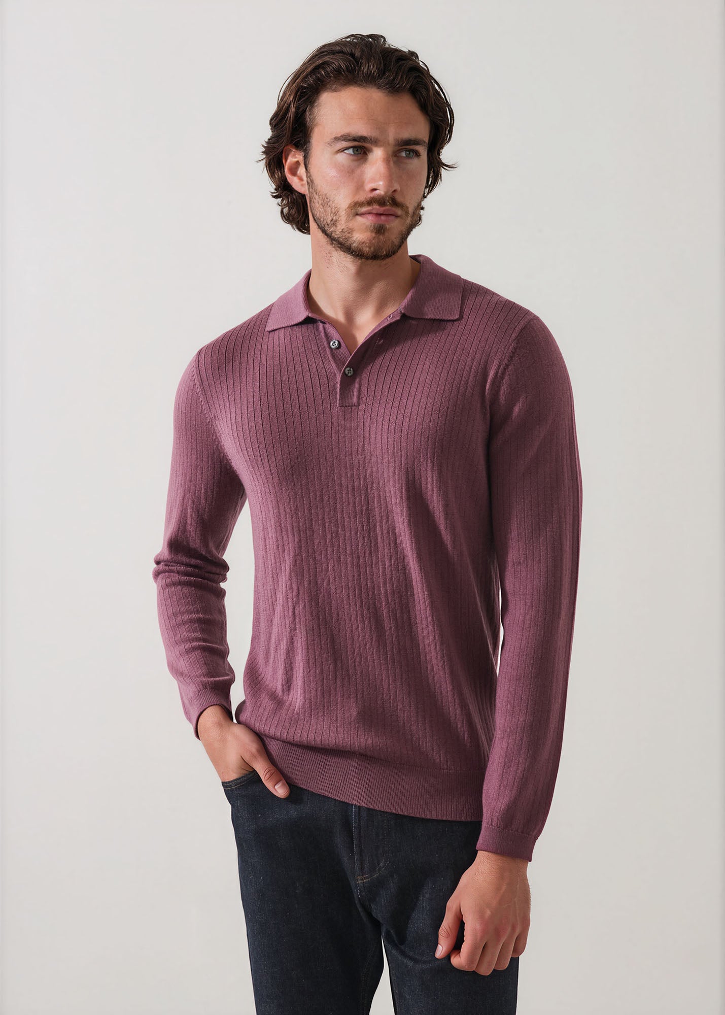 Drop Needle Merino Button Polo - PATRICK ASSARAF