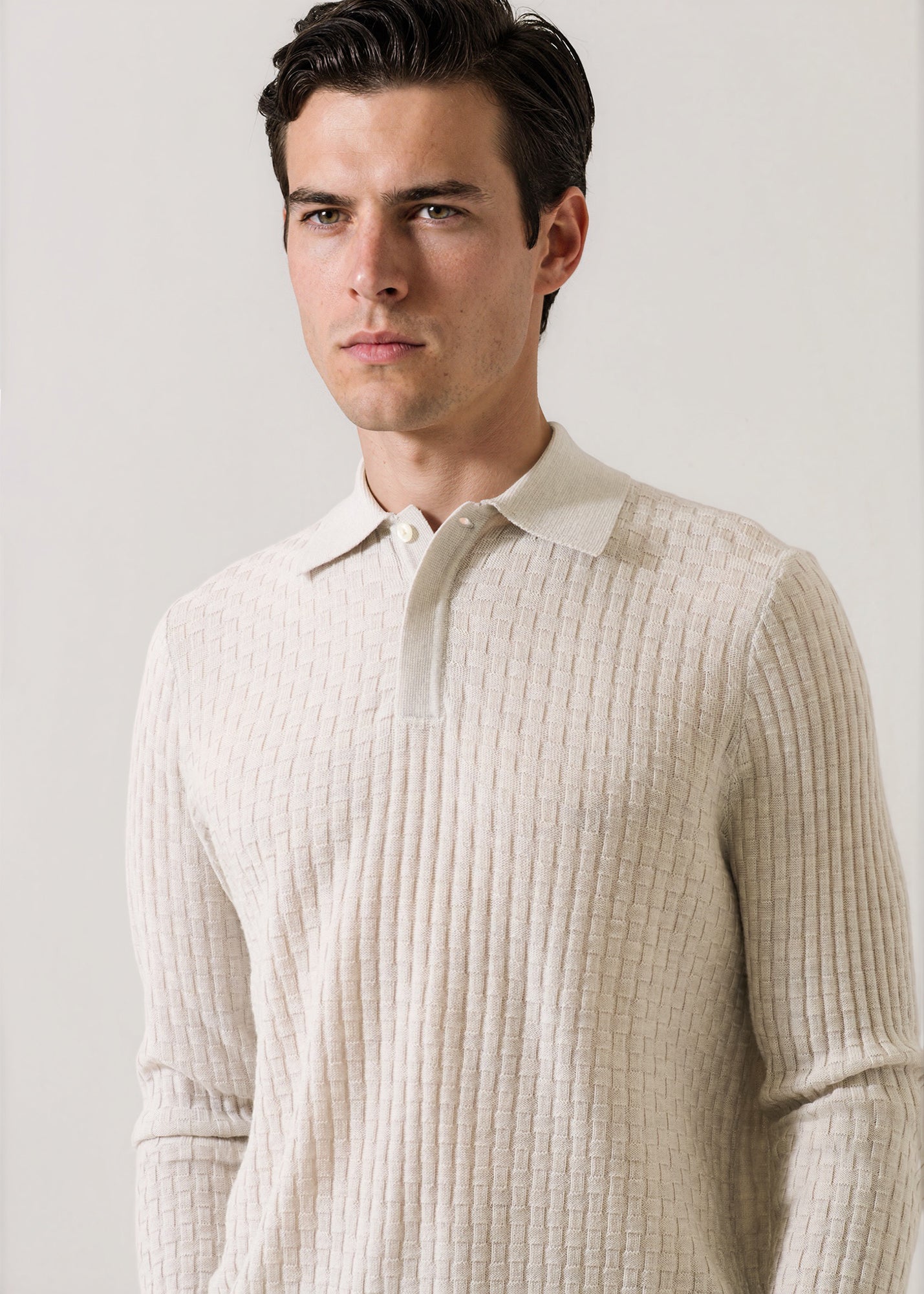 Extra-Fine Merino Wool Basketweave Polo - PATRICK ASSARAF