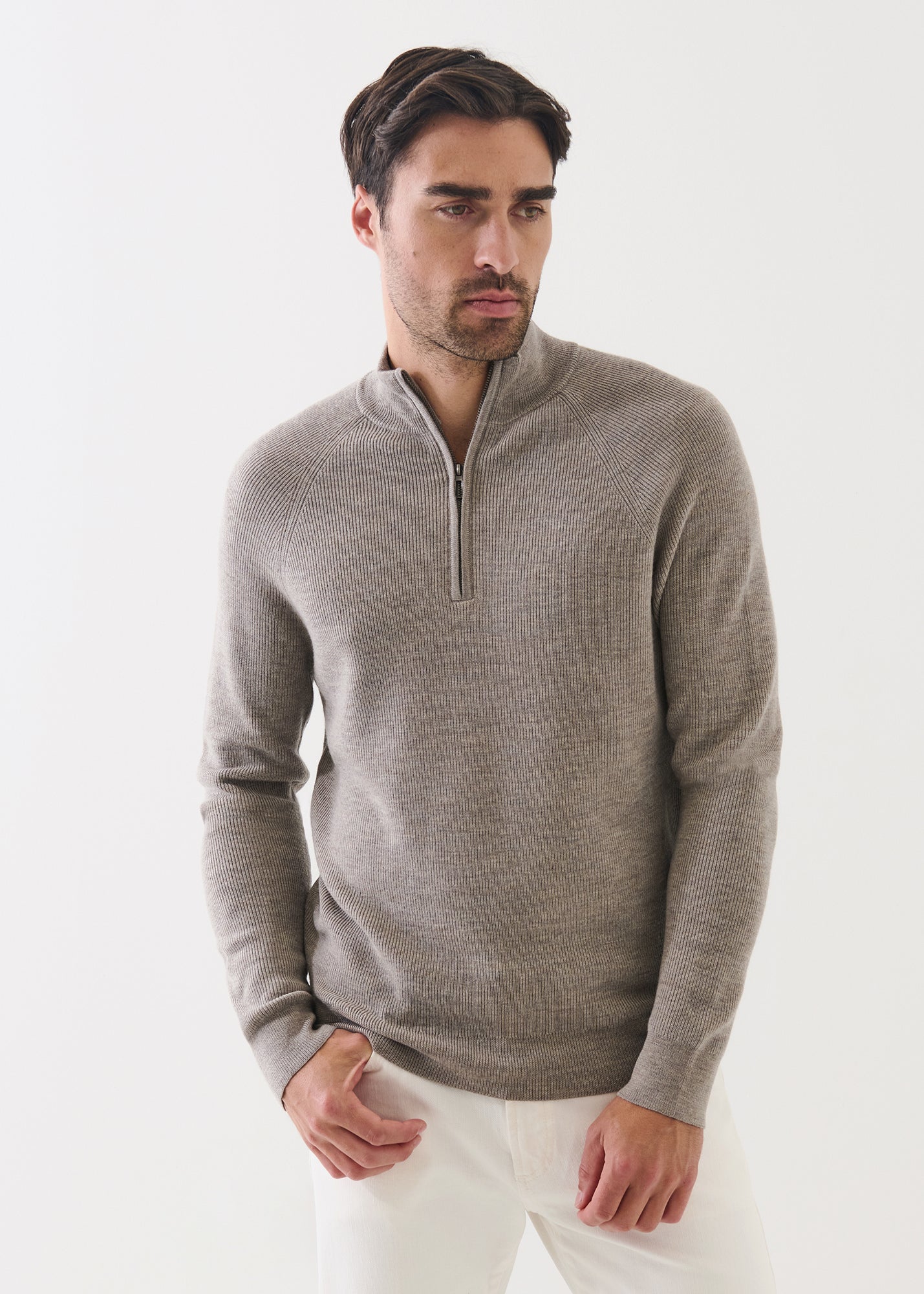 Merino Ribbed Quarter Zip