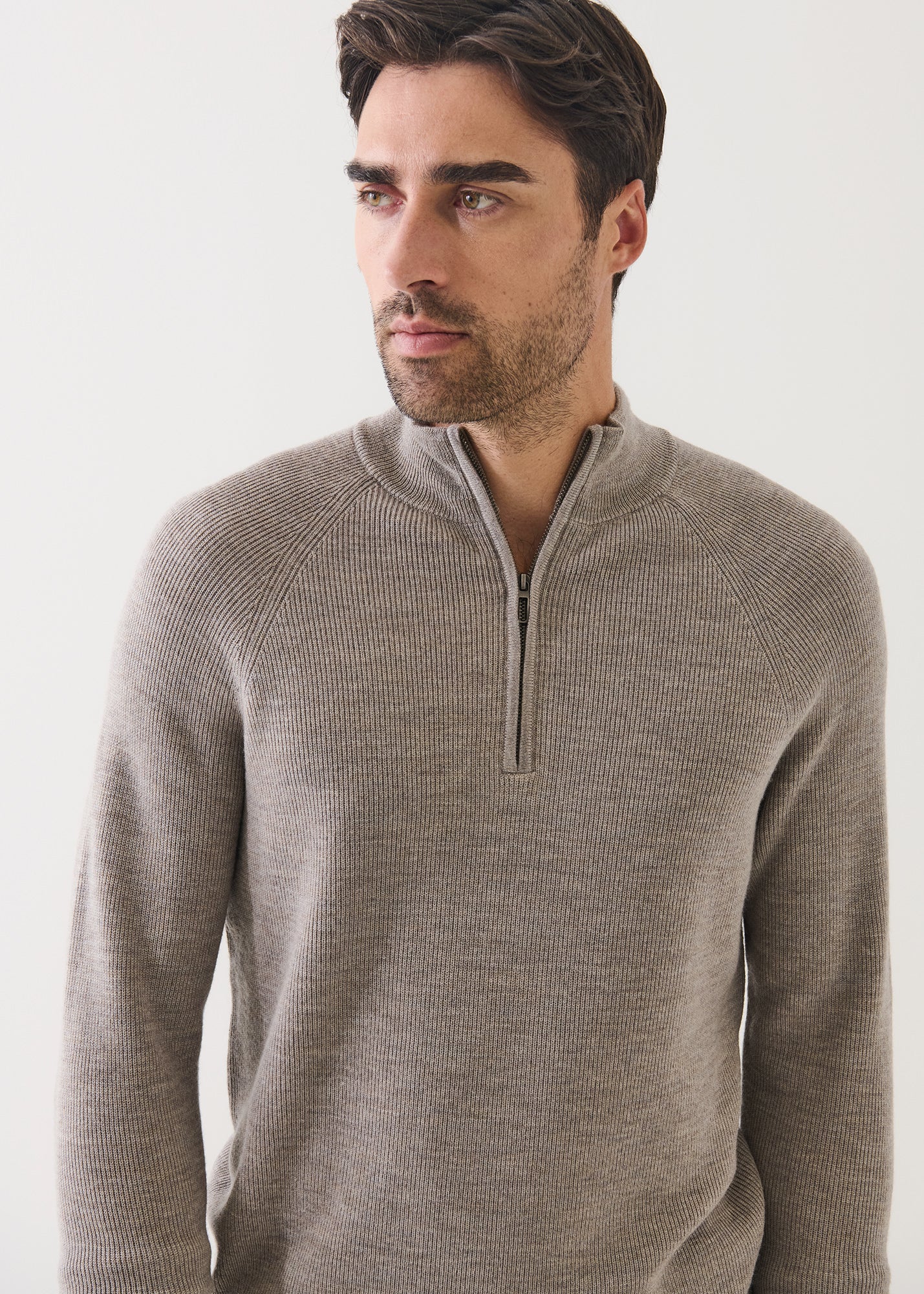 Merino Ribbed Quarter Zip