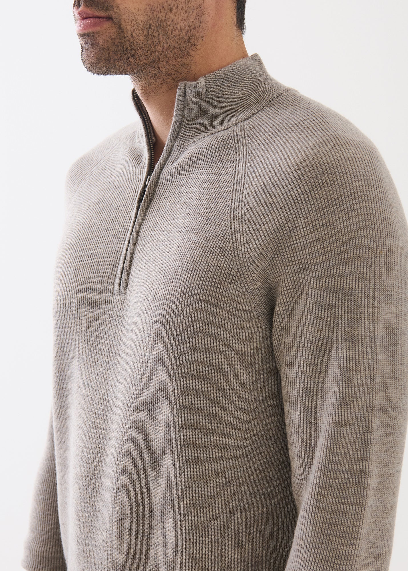 Merino Ribbed Quarter Zip