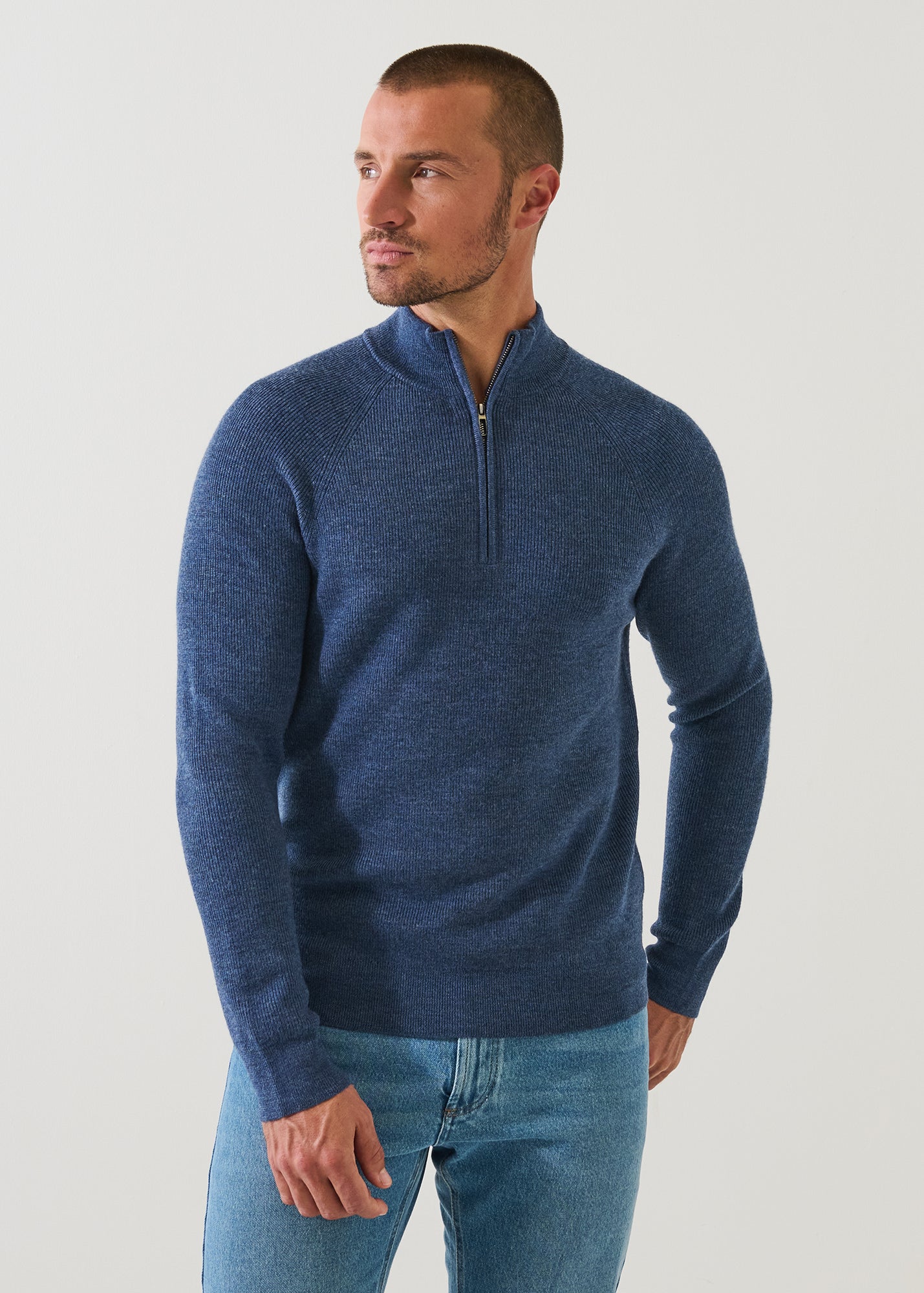 Merino Ribbed Quarter Zip
