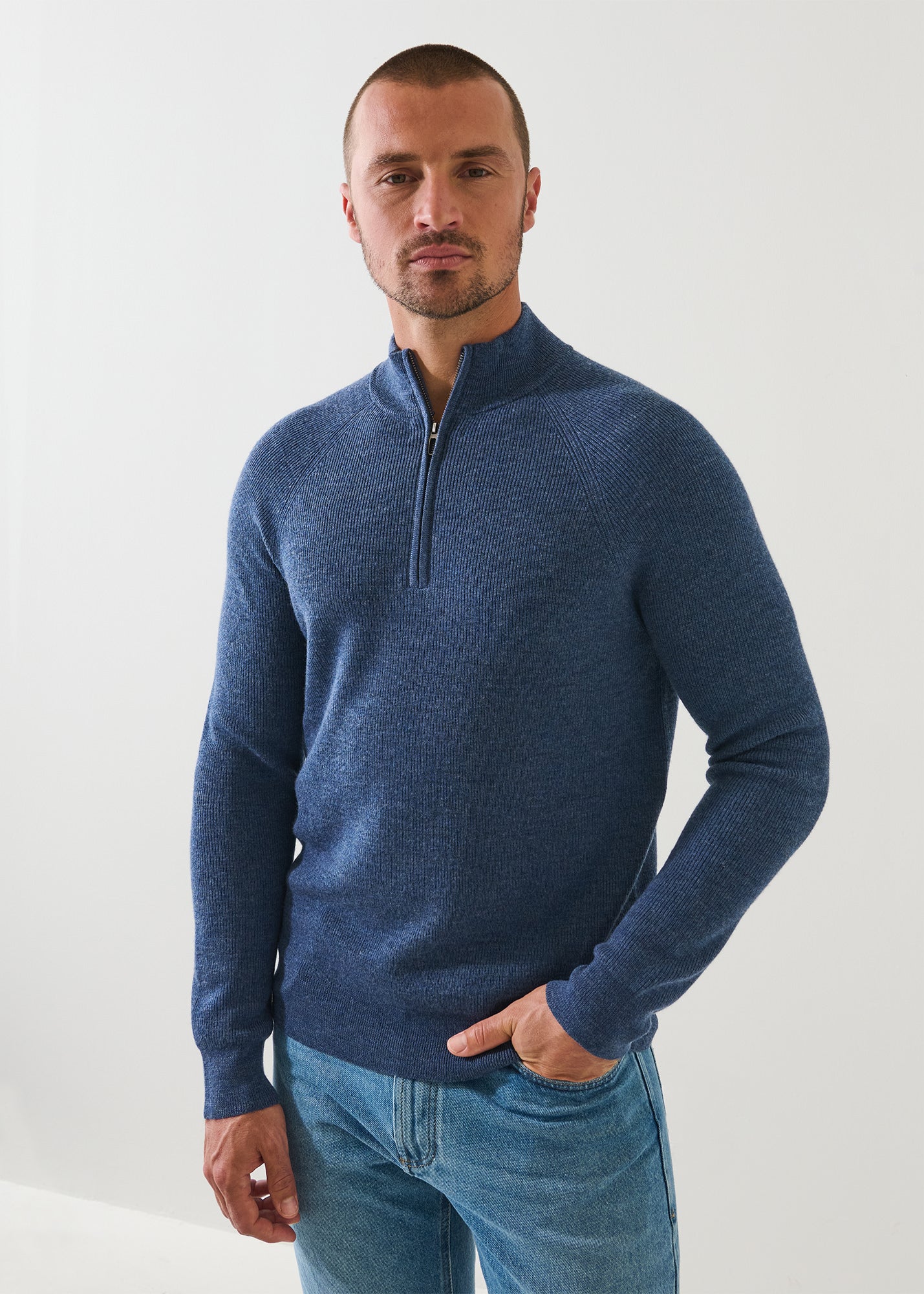 Merino Ribbed Quarter Zip