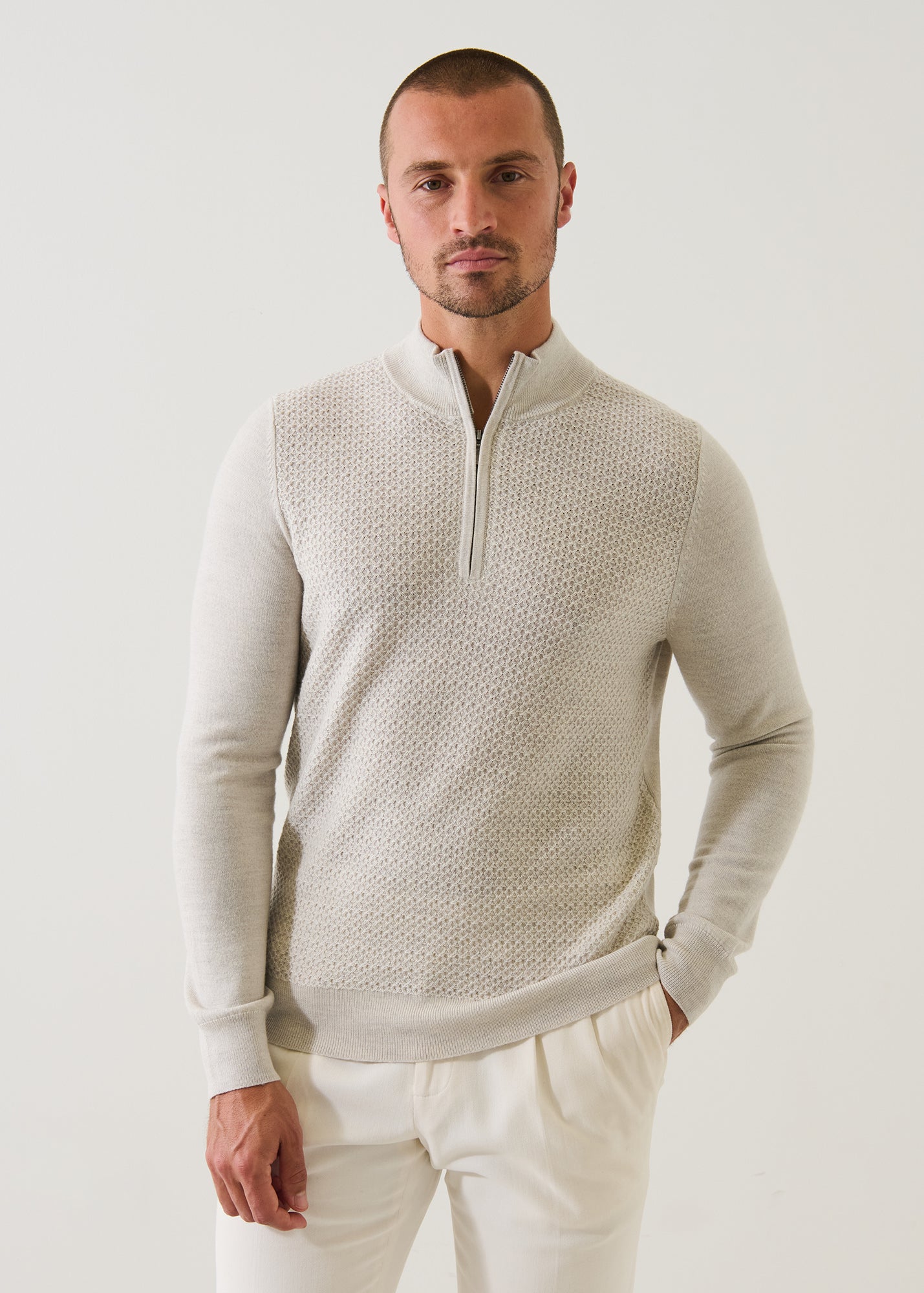 Merino Textured Quarter Zip