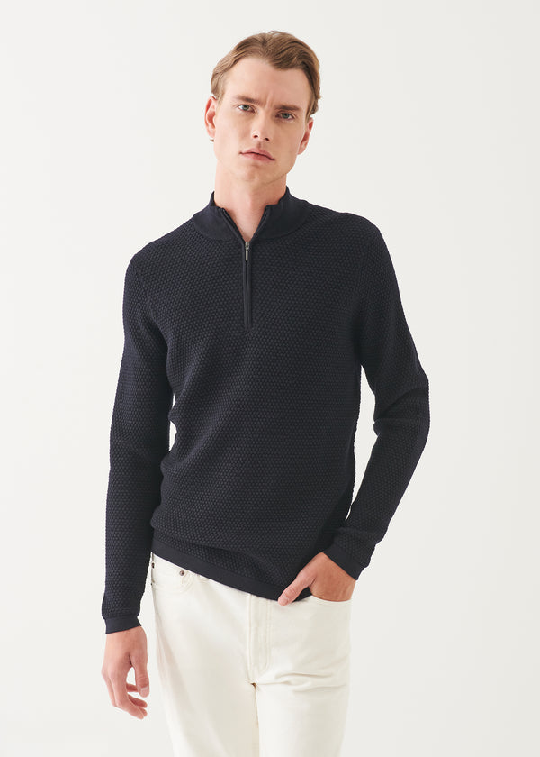 MERINO TEXTURED QUARTER ZIP