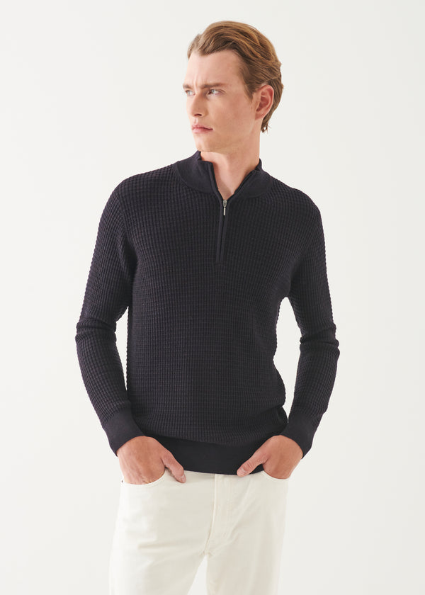 MERINO TEXTURED QUARTER ZIP