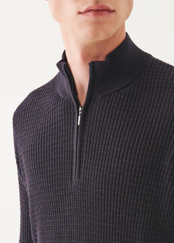 MERINO TEXTURED QUARTER ZIP