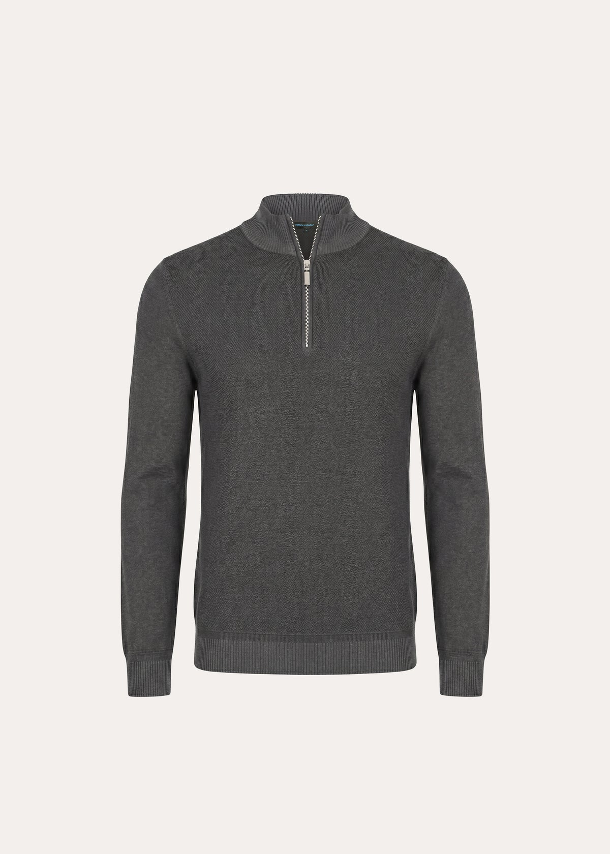 Vintage Wash Merino Pebble Stitch Quarter Zip - PATRICK ASSARAF