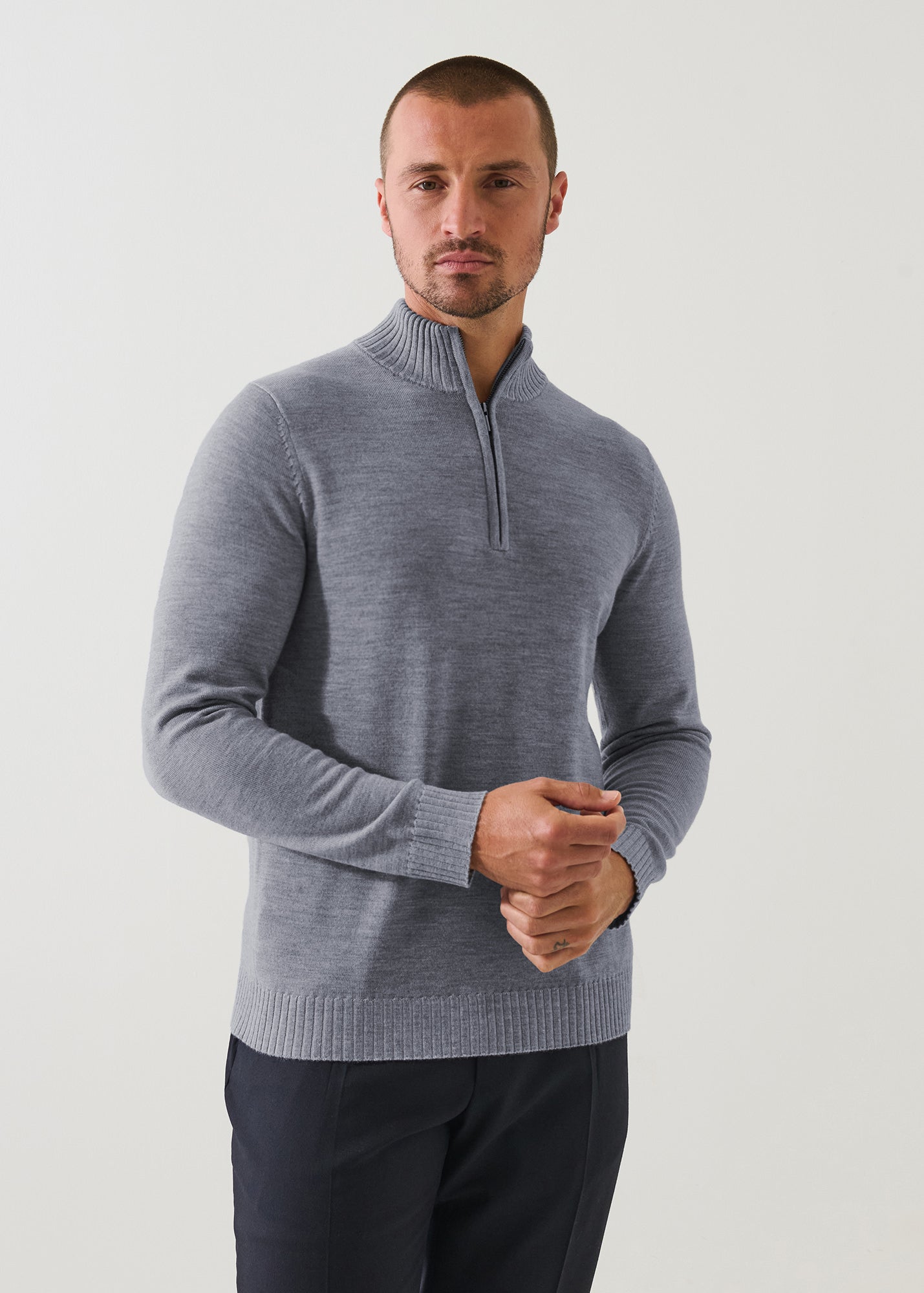 Merino Plaited Quarter Zip - PATRICK ASSARAF